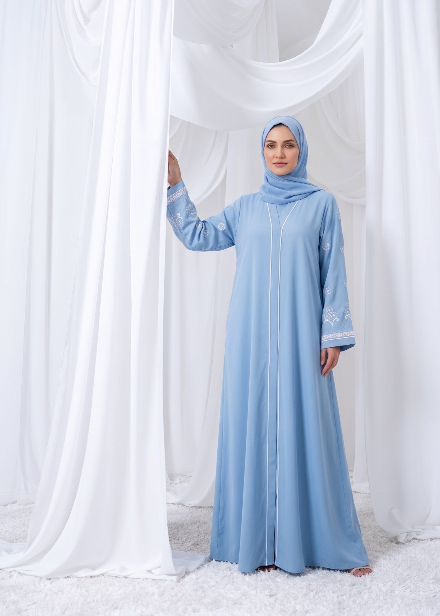 nidha Abaya in Sky blue