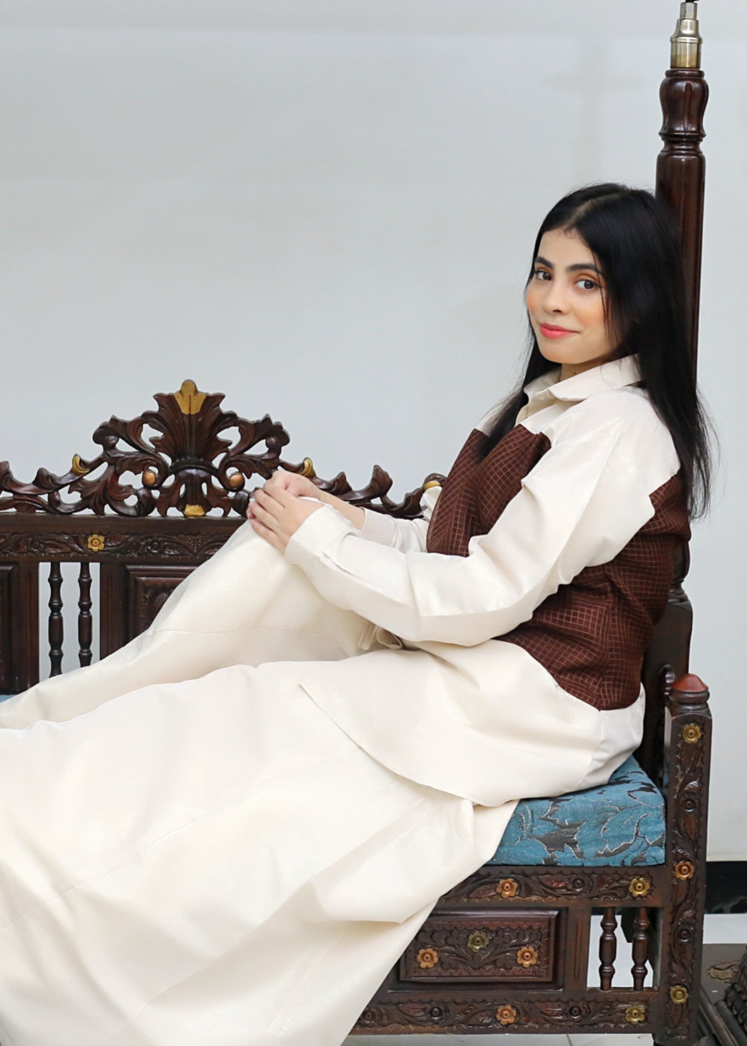 zari masuri Co ord Sets in Antique white
