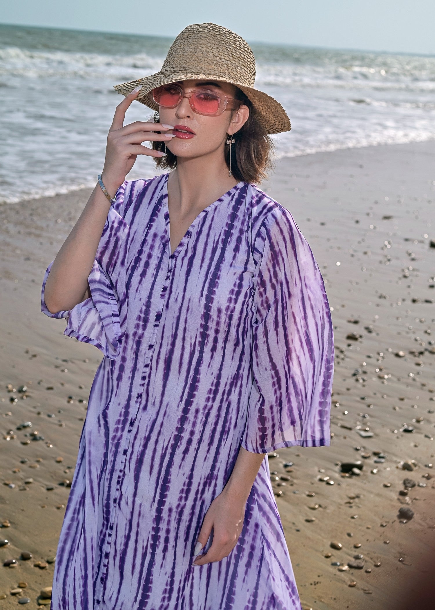 chiffon Dress in Purple
