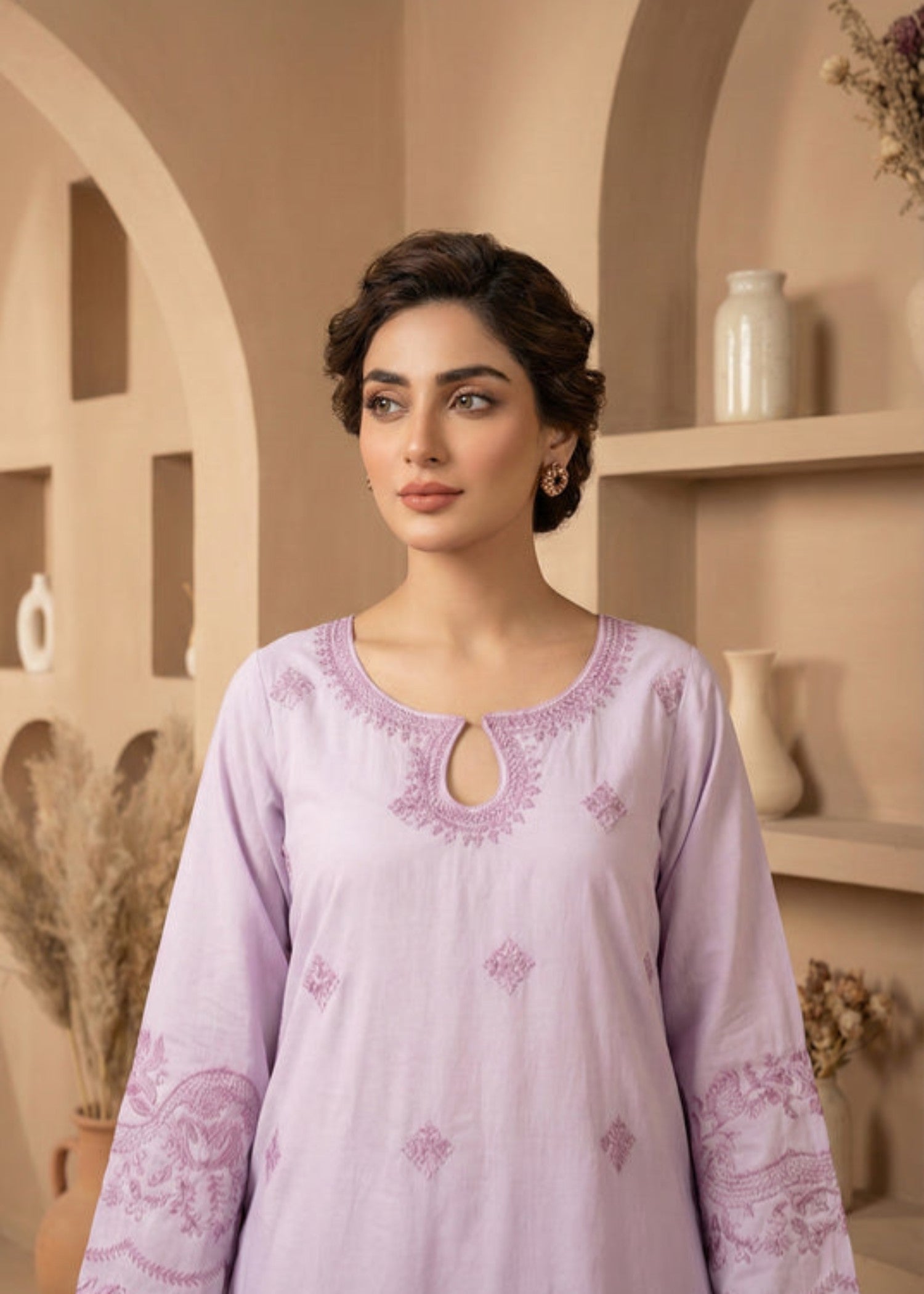 cotton dobby Kurta Set in Lilac