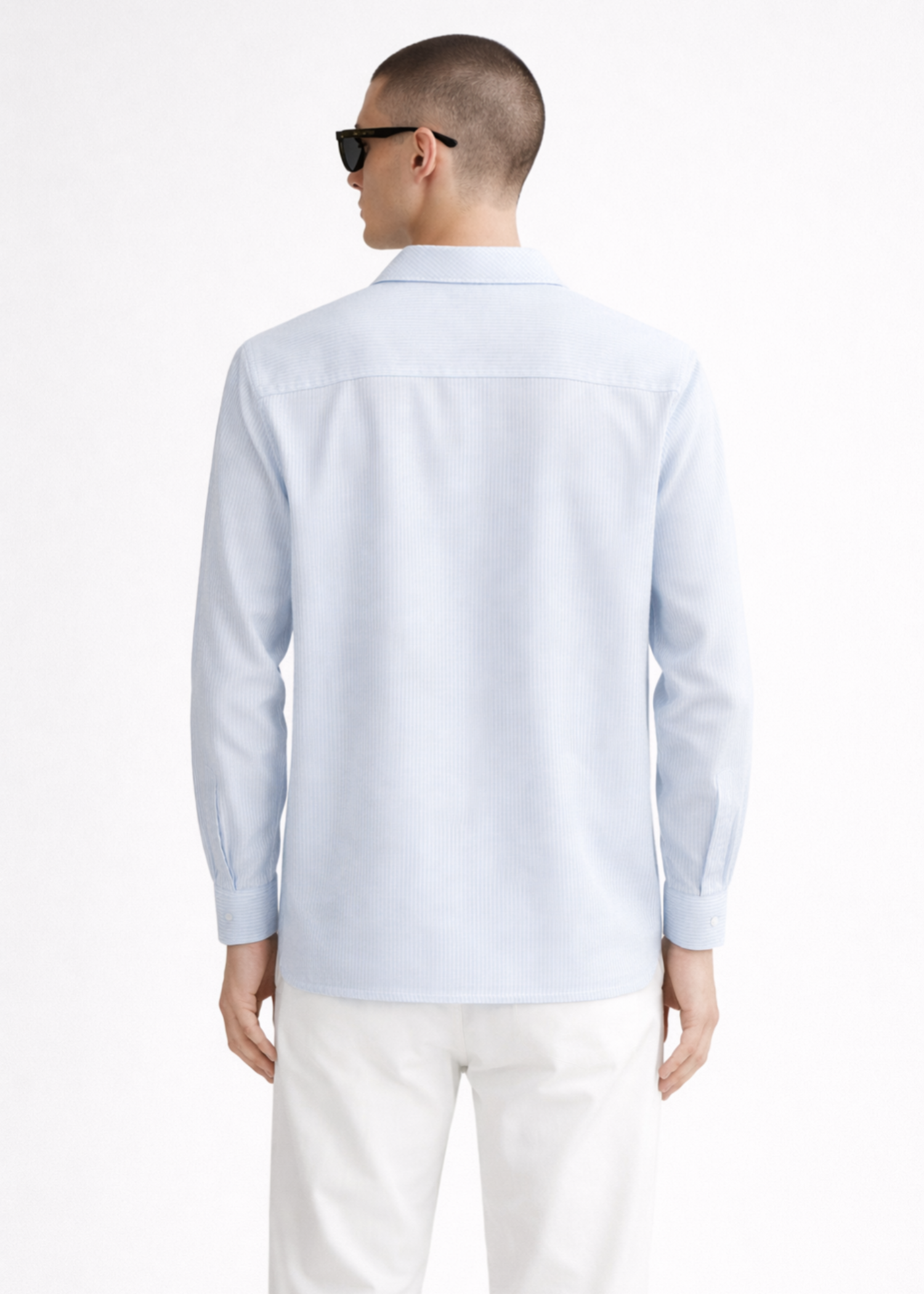 cotton linen Casual Shirt in Ice blue, white