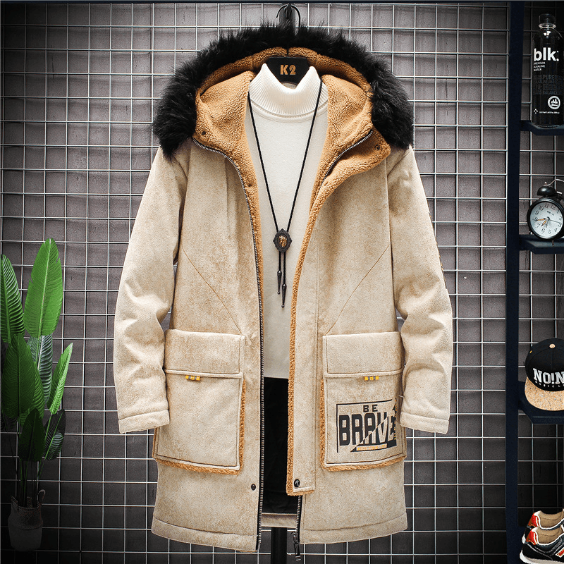 Plush Padded Jacket Youth Men'S Slim Top