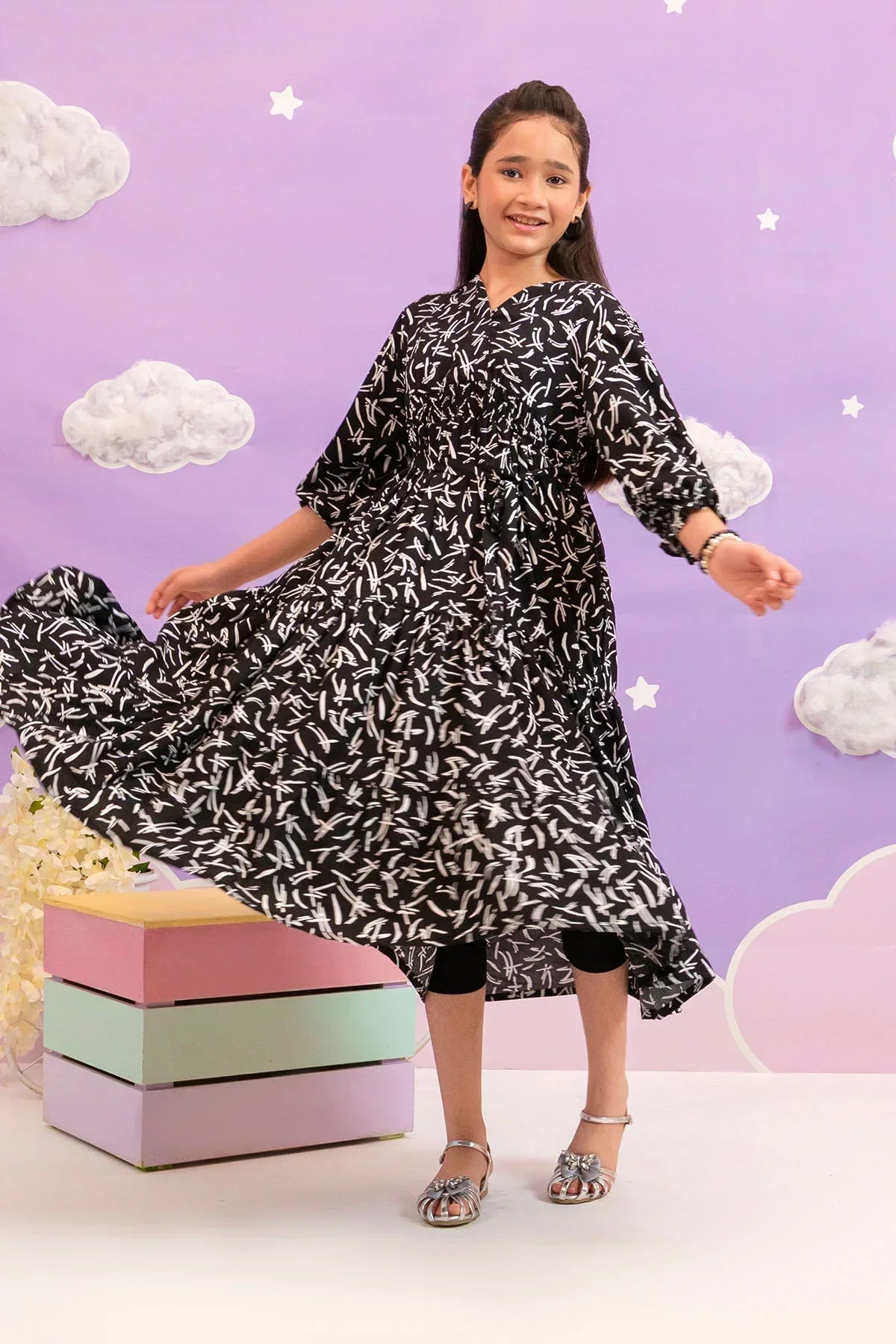 linen Frock in Black