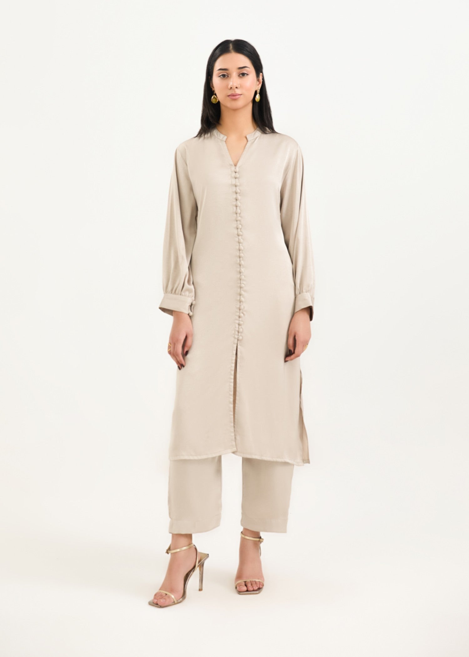 georgette silk Co Ord Sets in Wheat