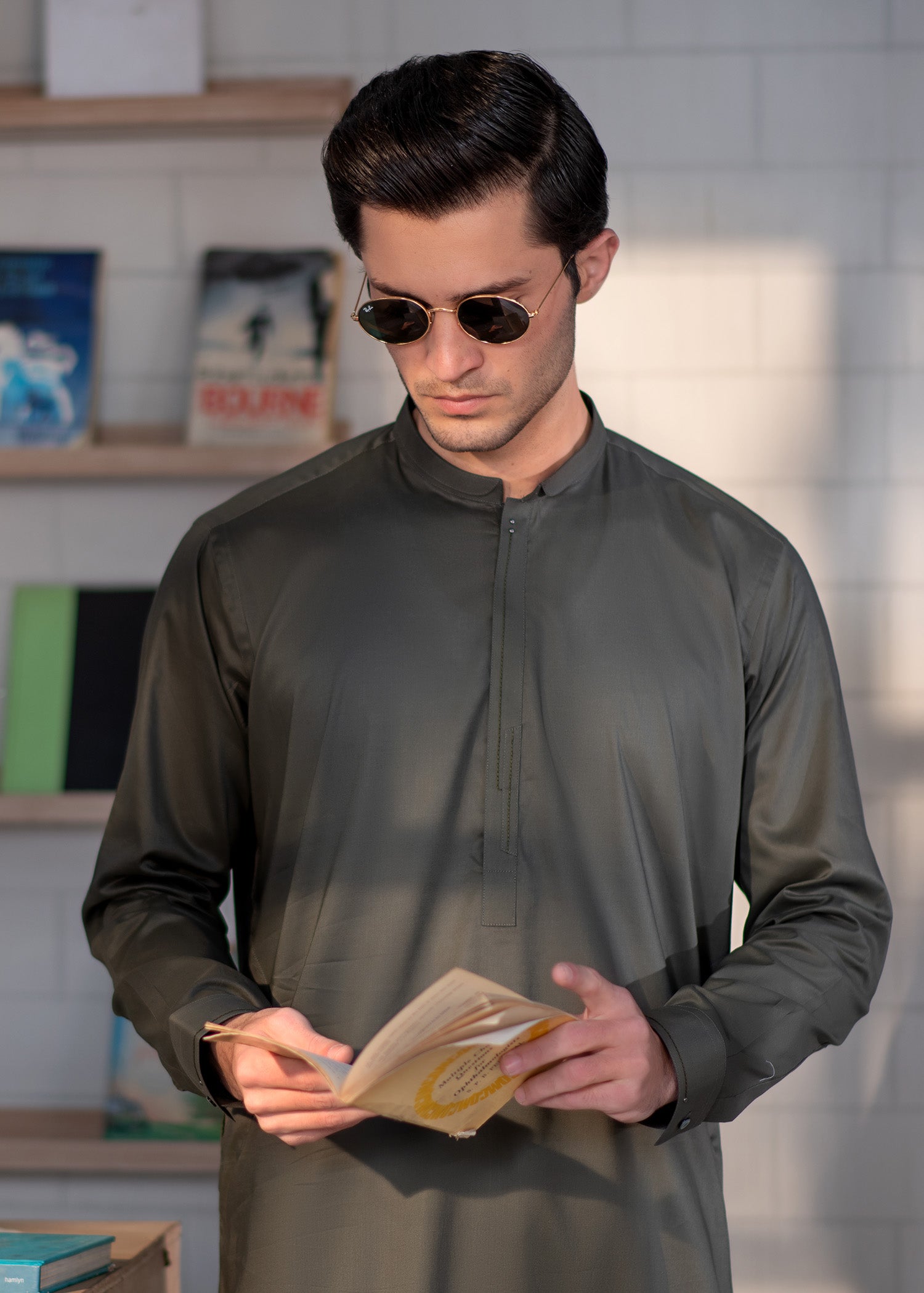 cotton Shalwar Kameez in Pine green