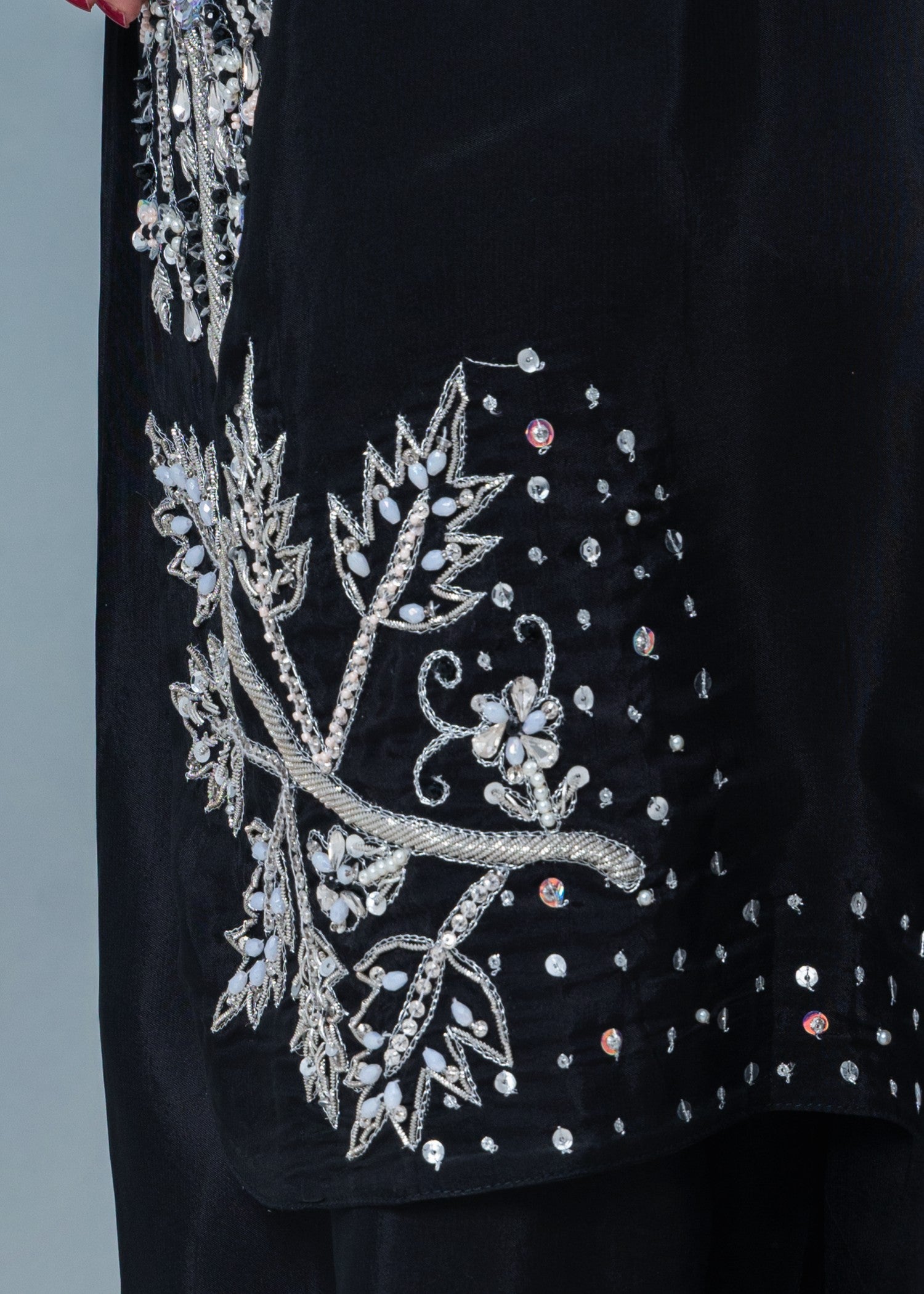 tussar silk Kurta Set in Black