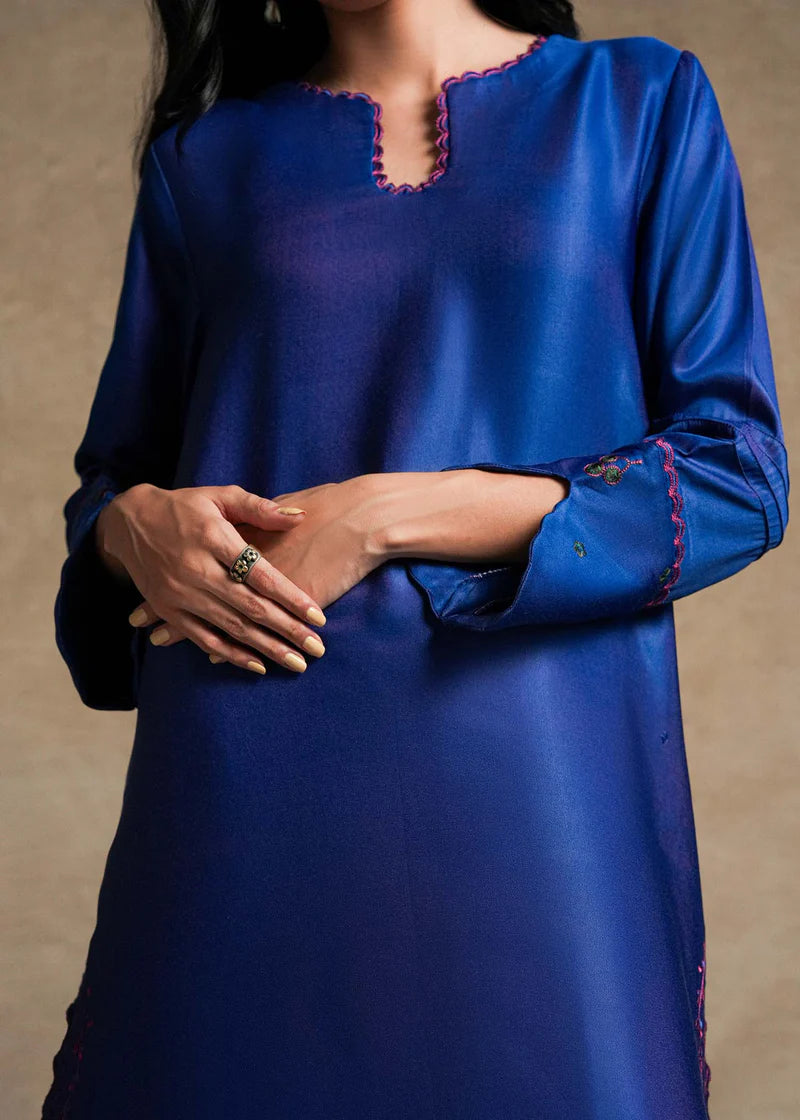 fine khaddar Kurta Set in Blue
