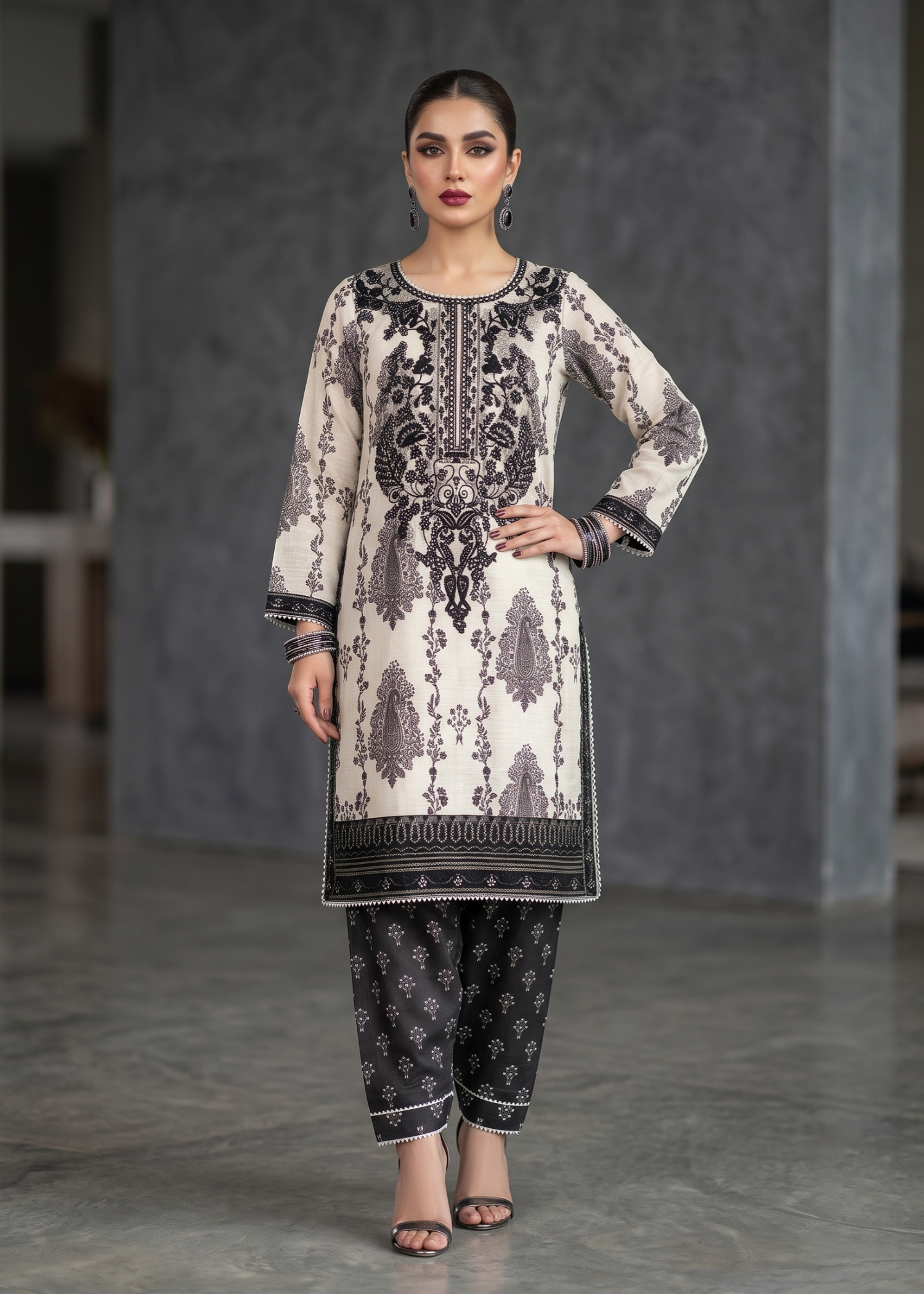 raw silk Kurta Set in Cream