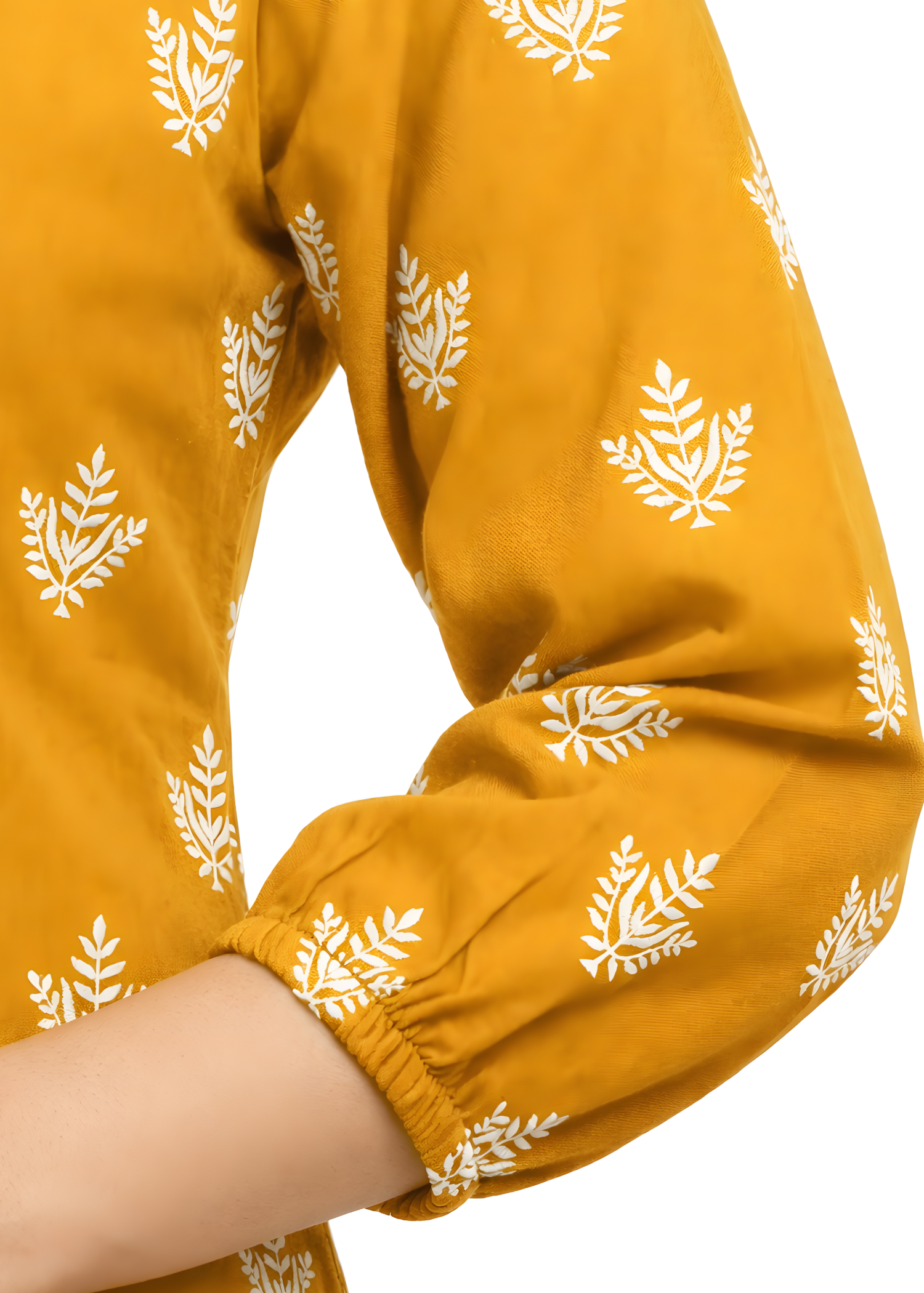 linen Kurta Set in Mustard, cream