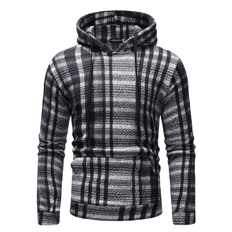 Hooded Men Striped Sweater Slim Fit