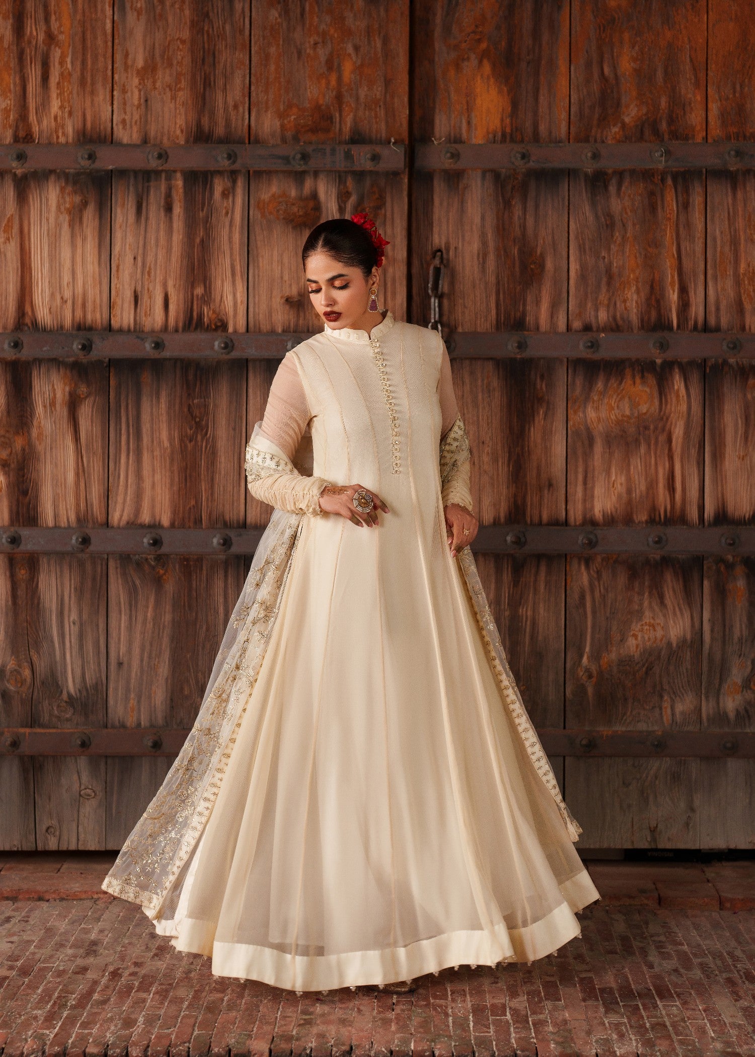 crinkle chiffon Maxi in Beige