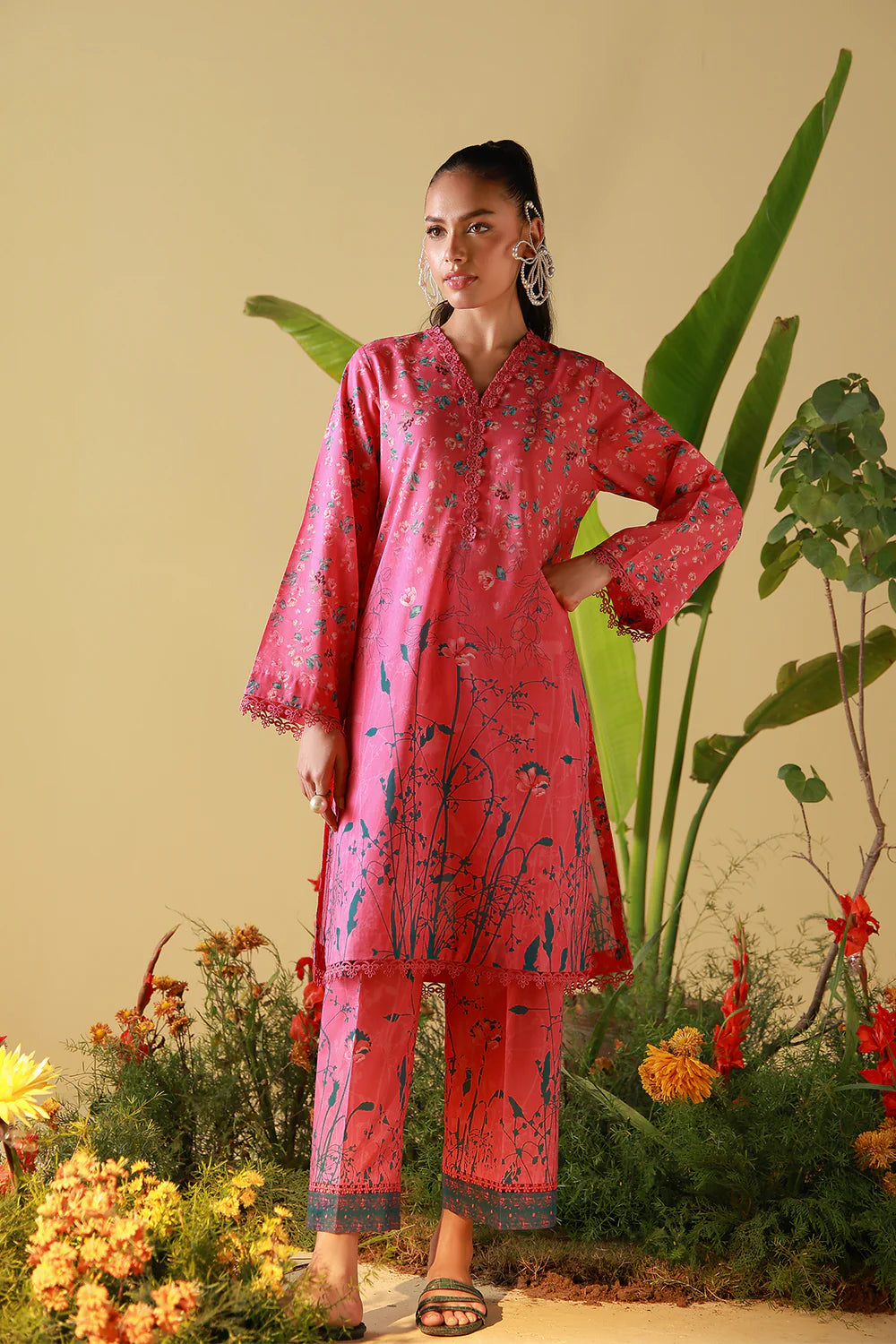 Mirha 2PC Lawn – Pink Poppy