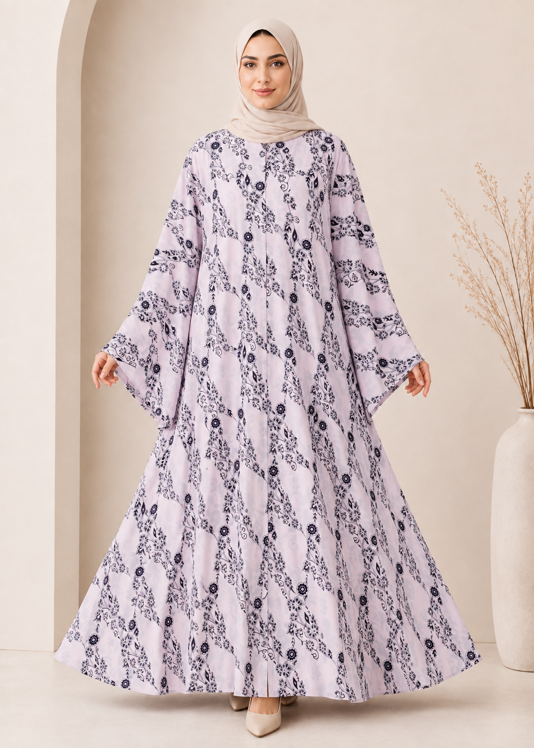 crepe georgette Abaya in Lavender
