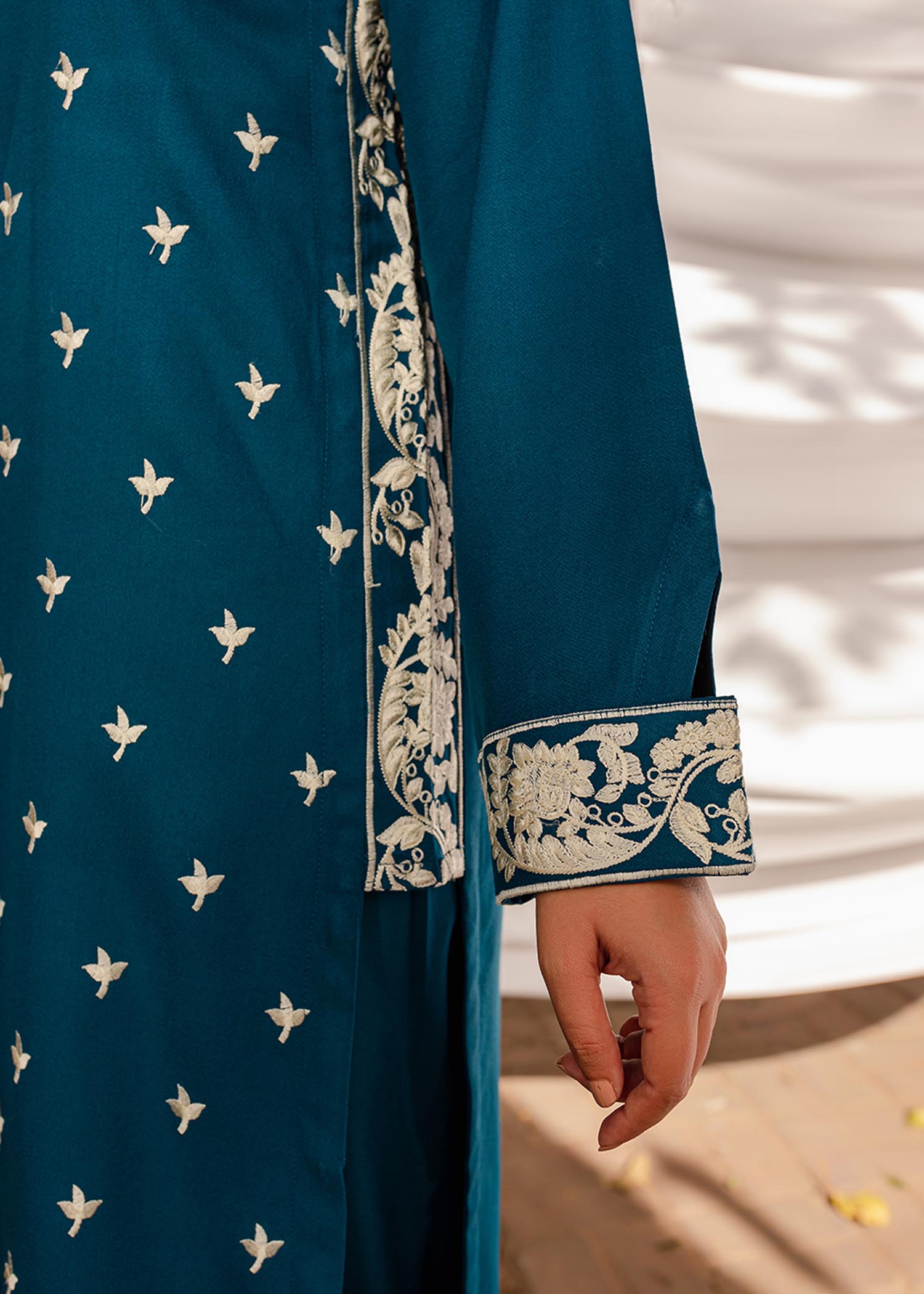 linen Kurta Set in Azure