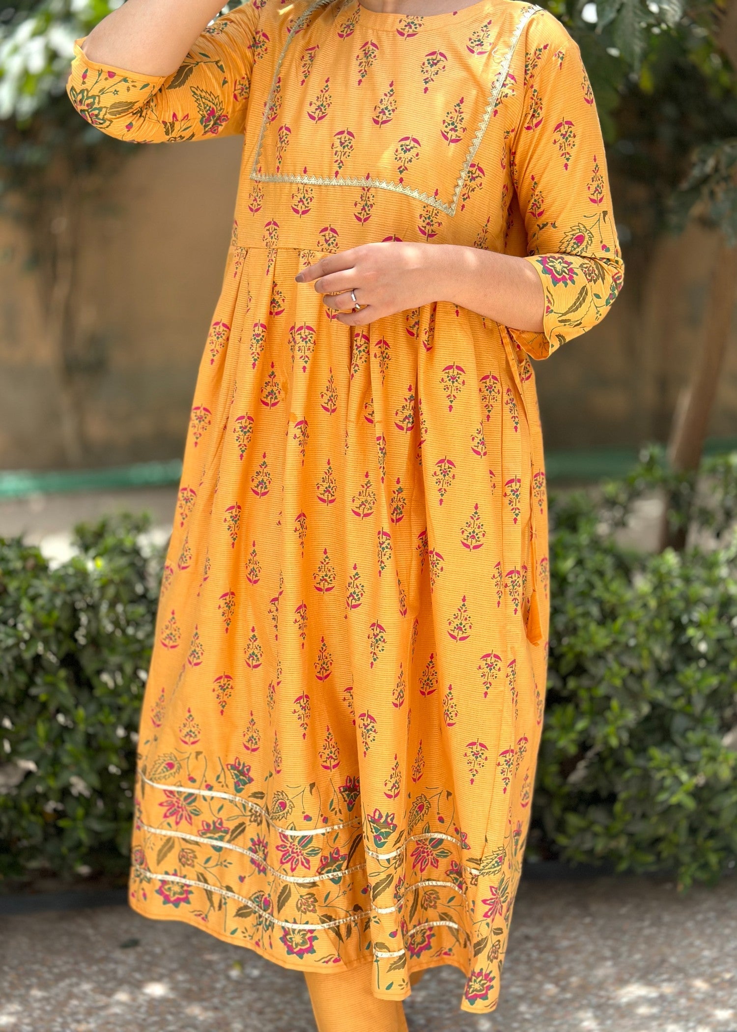 cotton Pishwas in Mustard