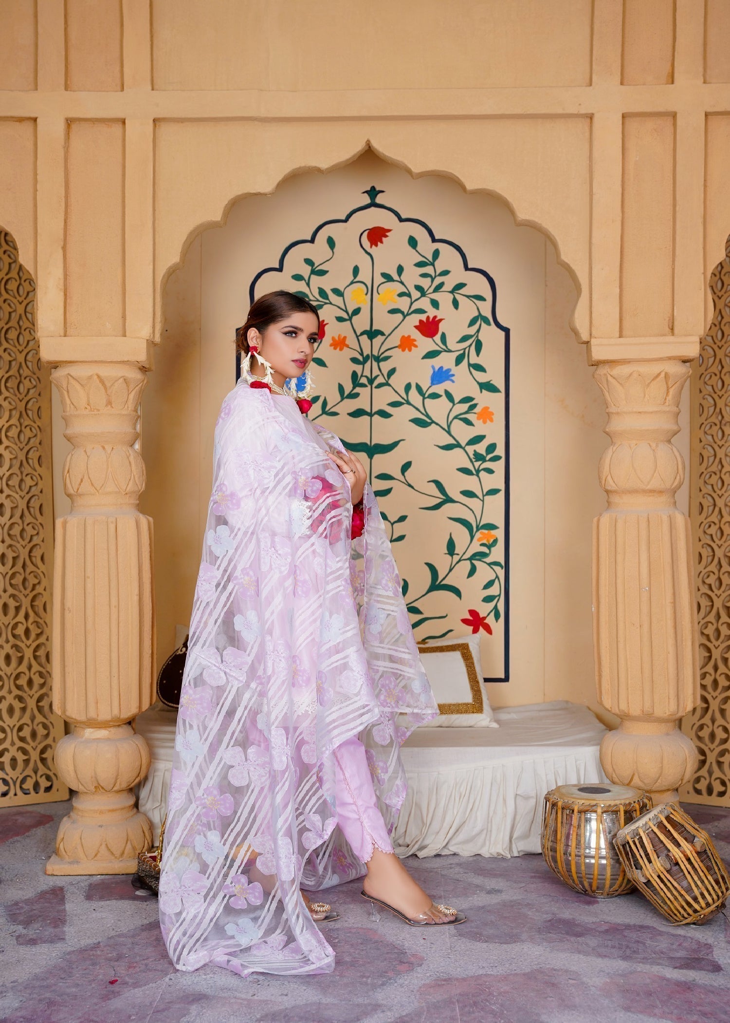 lawn Short Frock in Baby pink