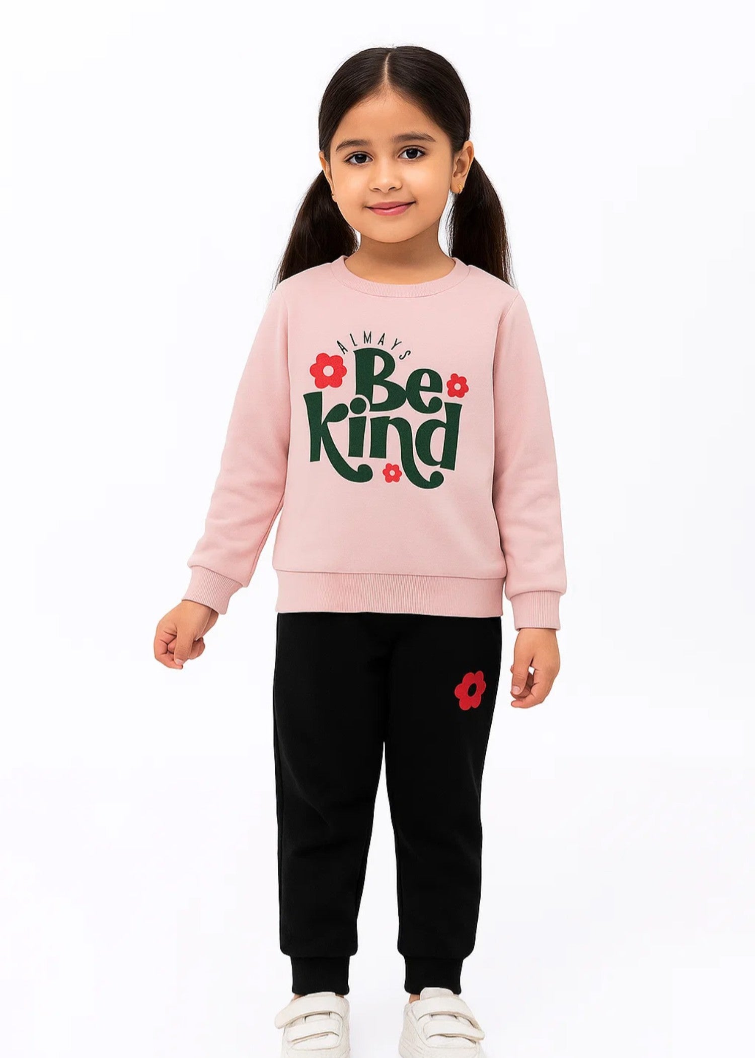 fleece Sweatshirt in Black, light pink