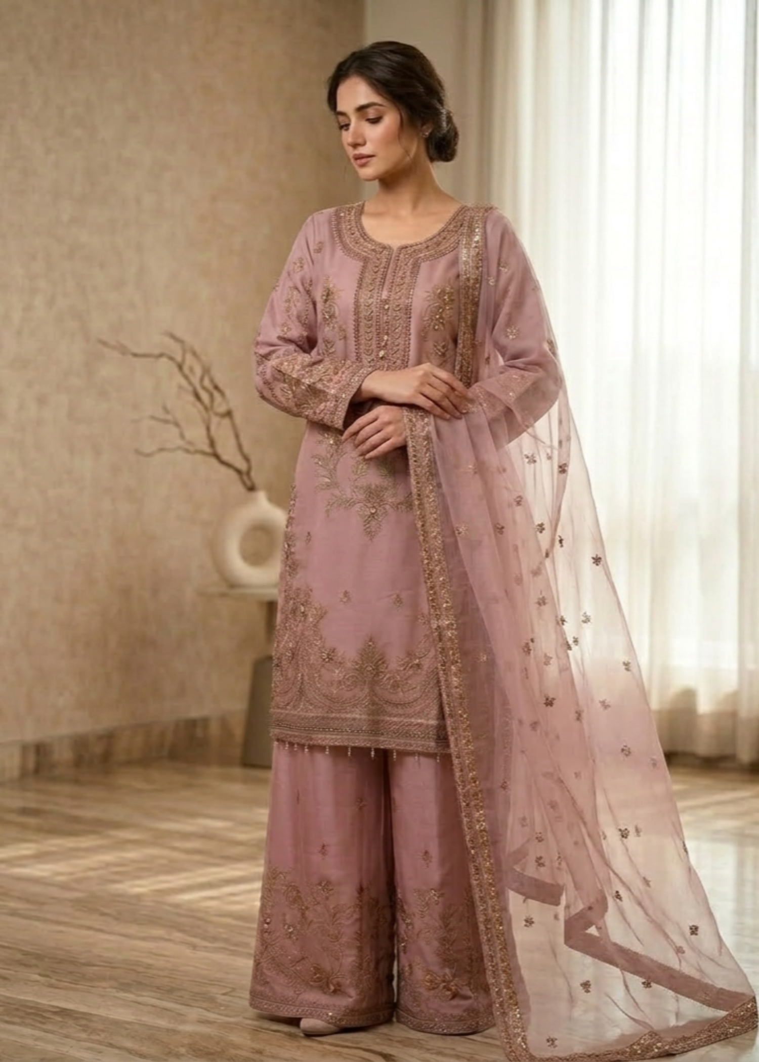 organza Sharara in Mauve