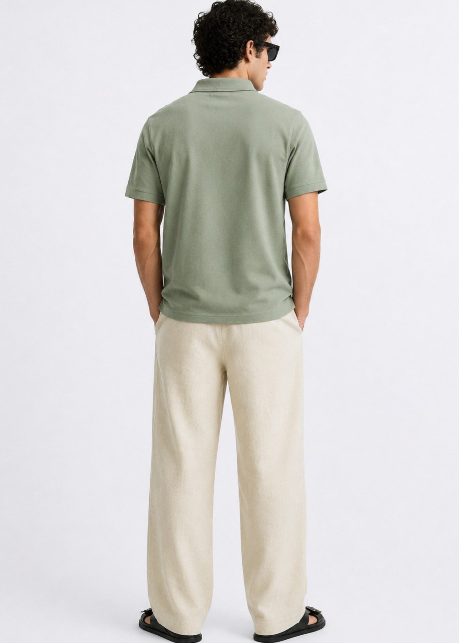 cotton jersey Polo Shirt in Moss green