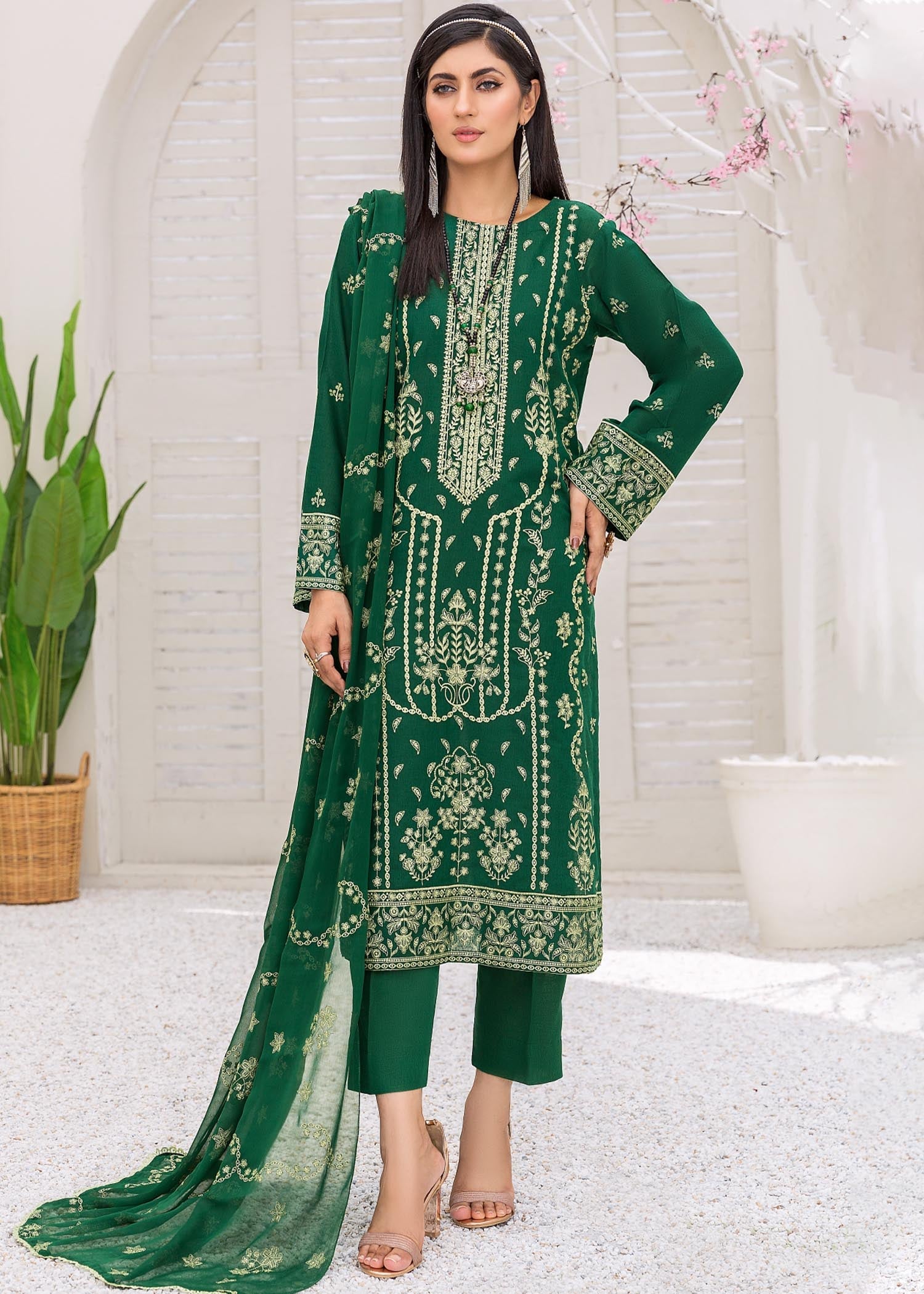 karandi Unstitched in Green