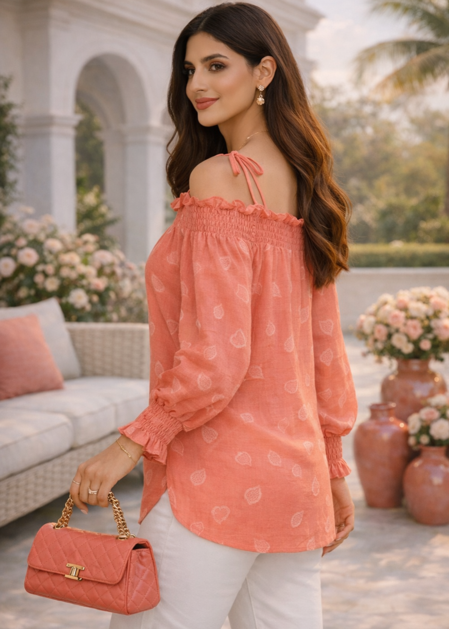 dobby Tunic in Apricot orange