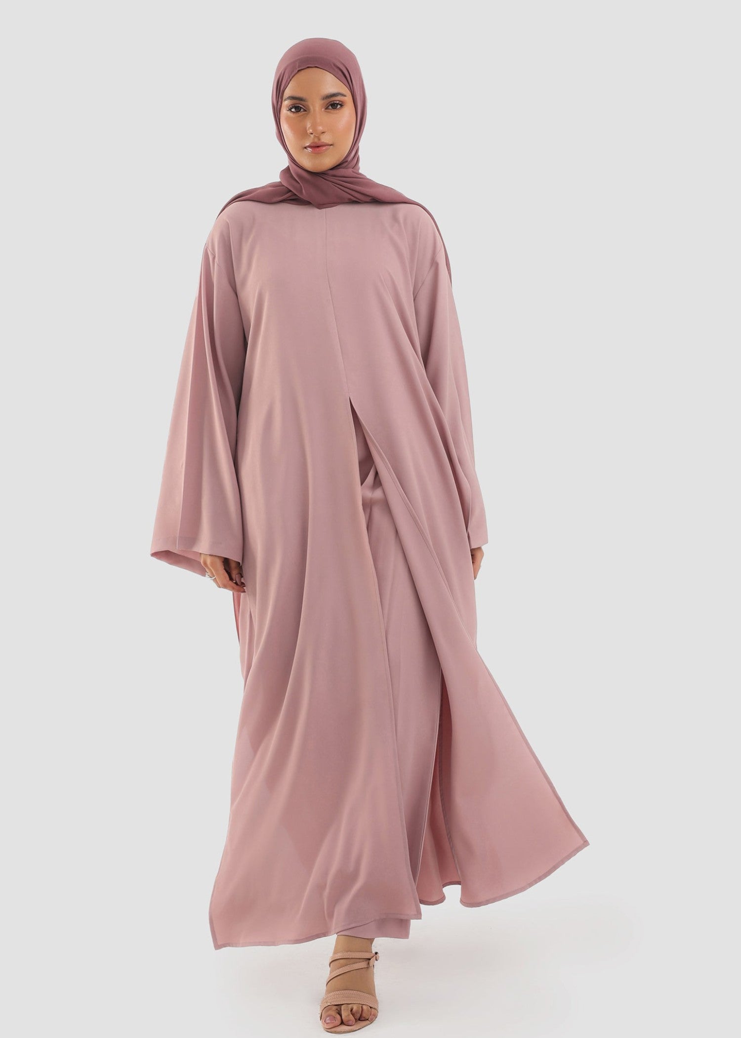 polyester-spandex Abaya in Rose pink