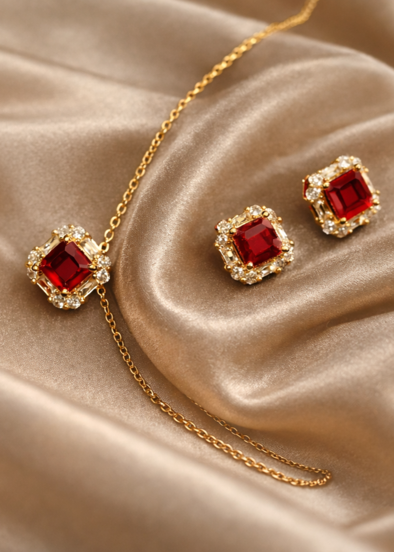 Jewelry Set in Red, champagne Color by - Trendy Women Jewelry Set ZER6391