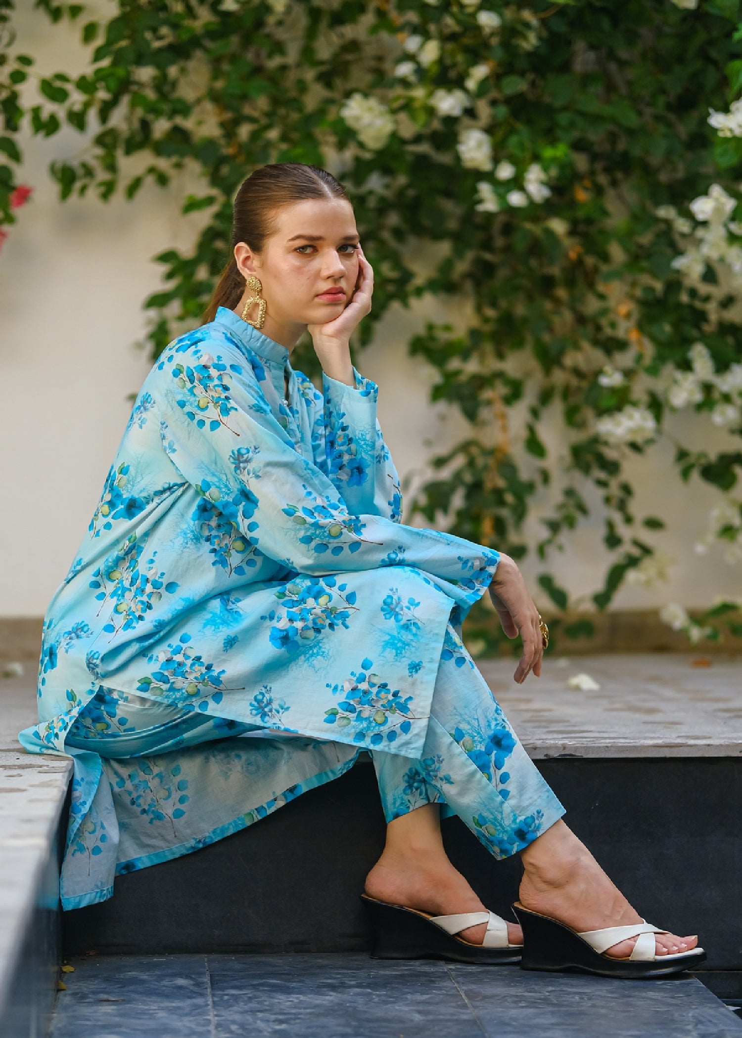 lawn Co Ord Sets in Sky blue