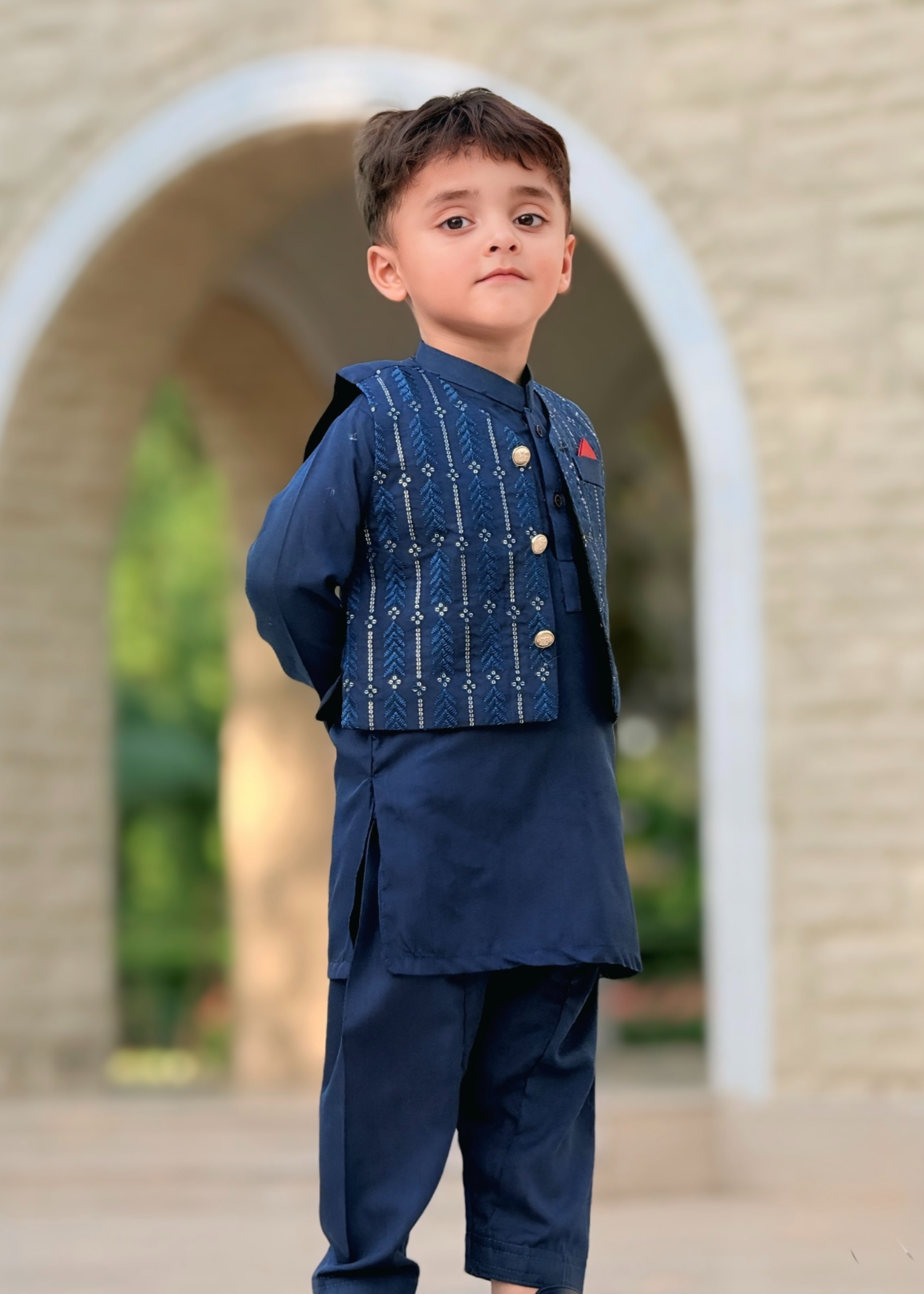 wash & wear Waistcoat in Cobalt blue