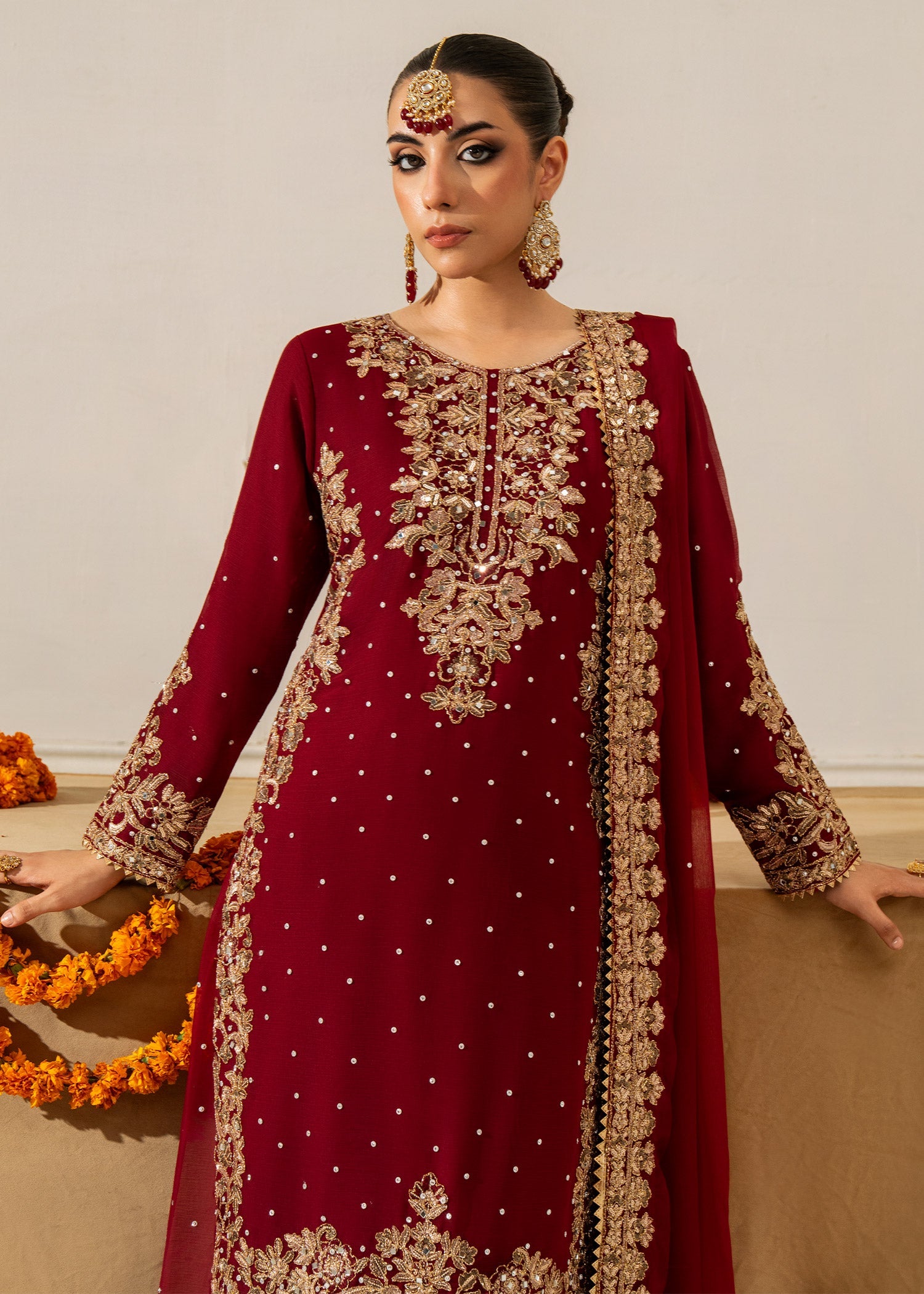 chiffon Sharara in Maroon