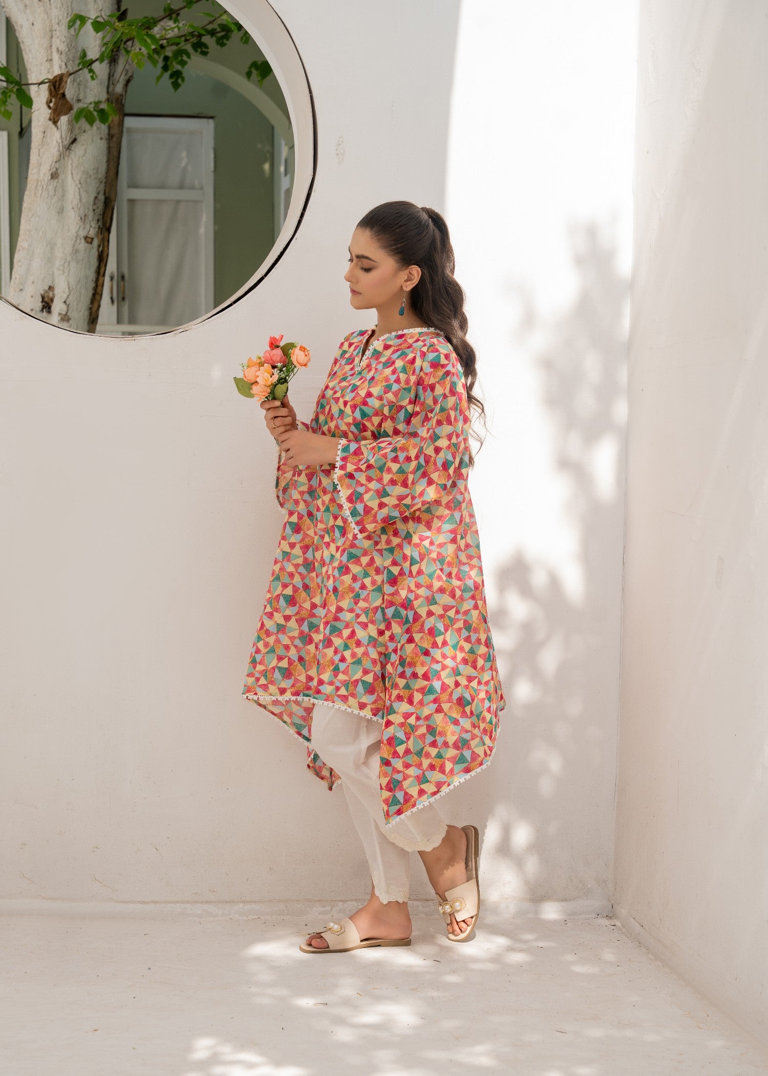 lawn Short Frock in Multi