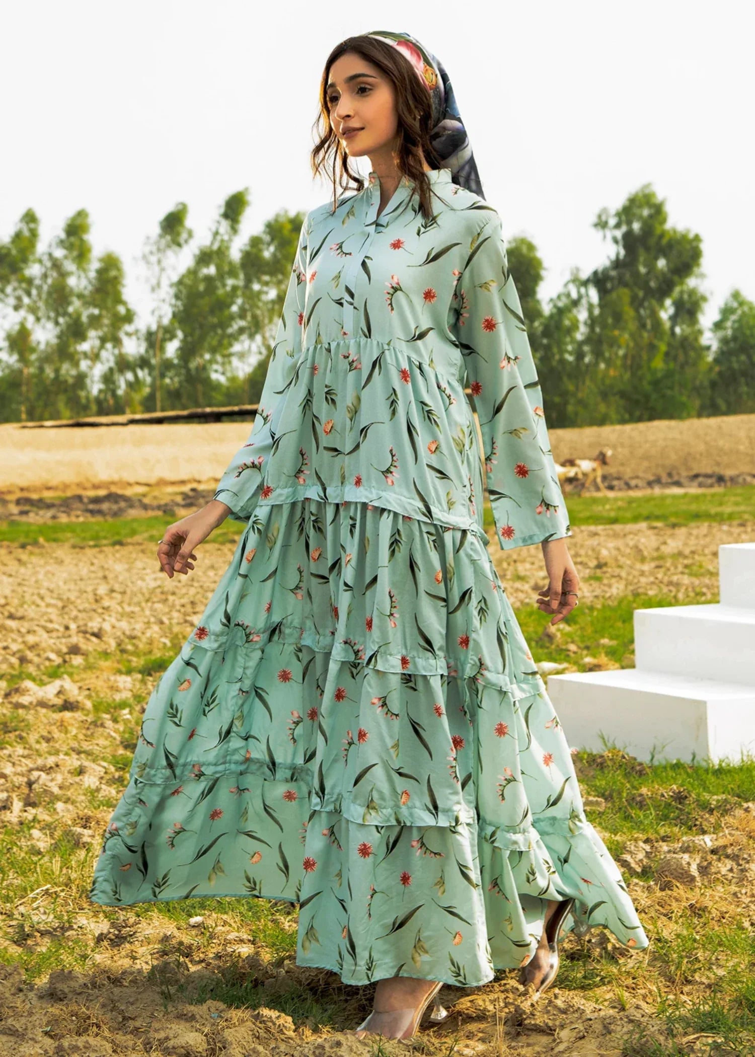polycotton Maxi in Pastel green