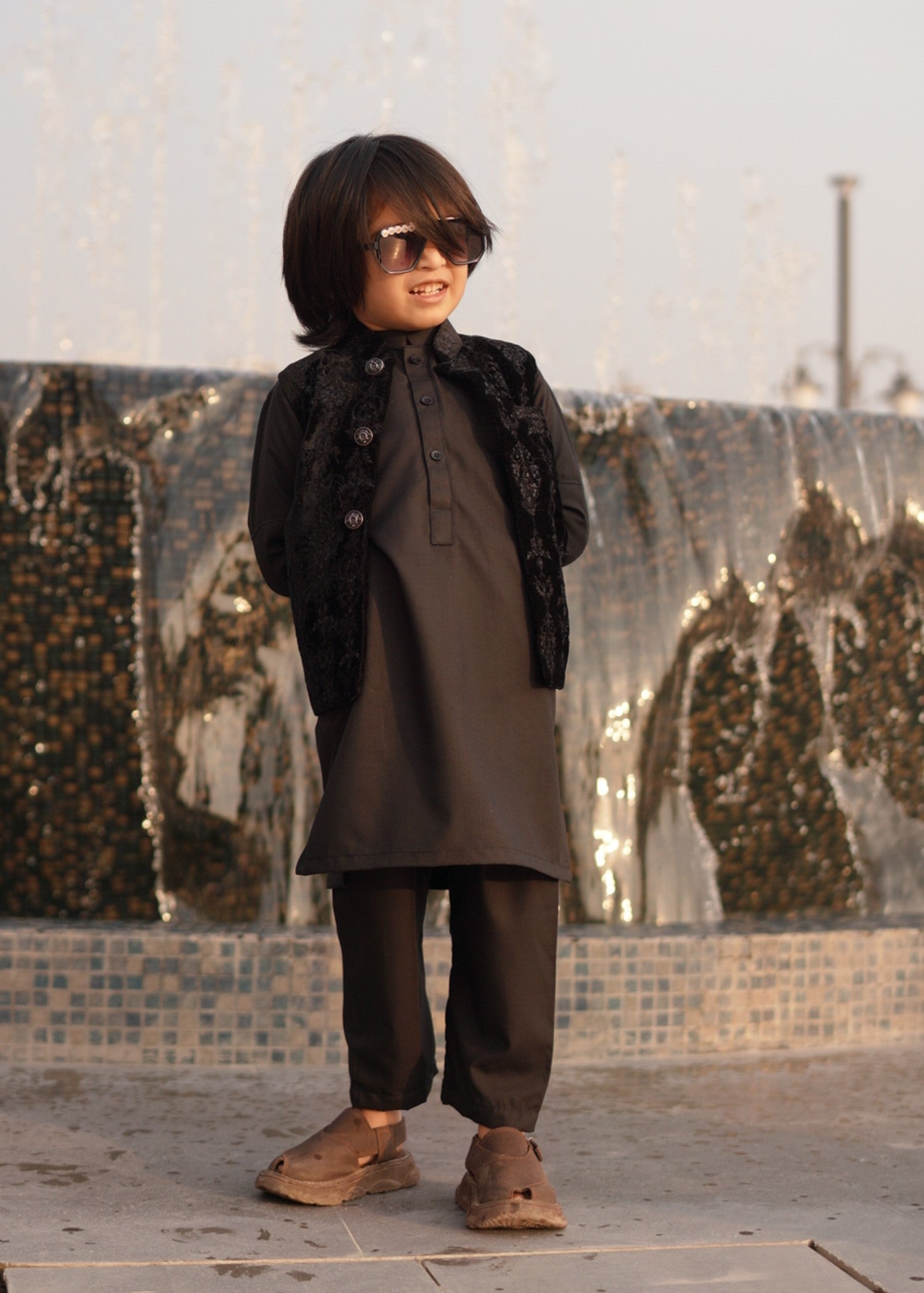 velvet Waistcoat in Black