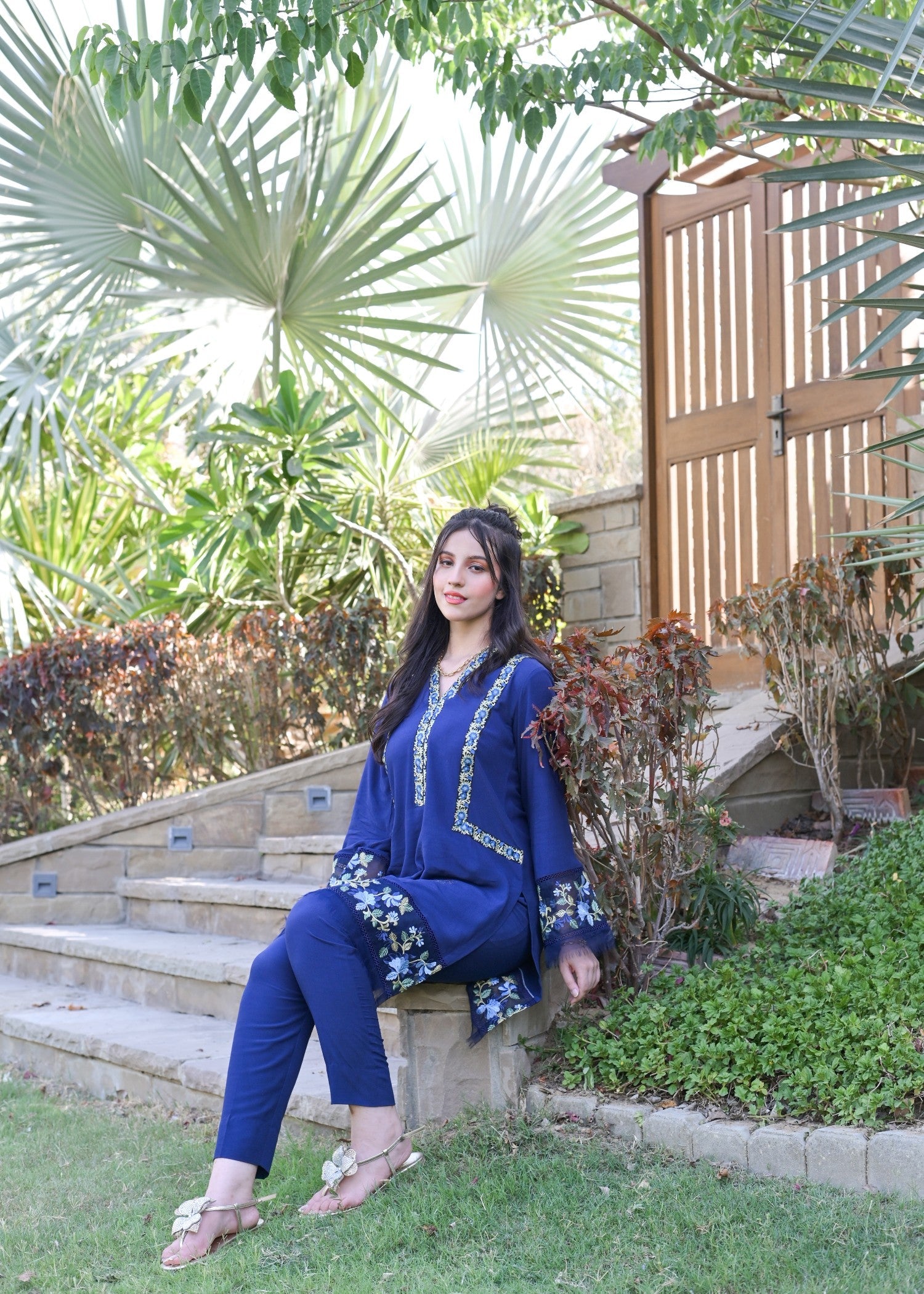 cotton silk Kurta Set in Royal blue