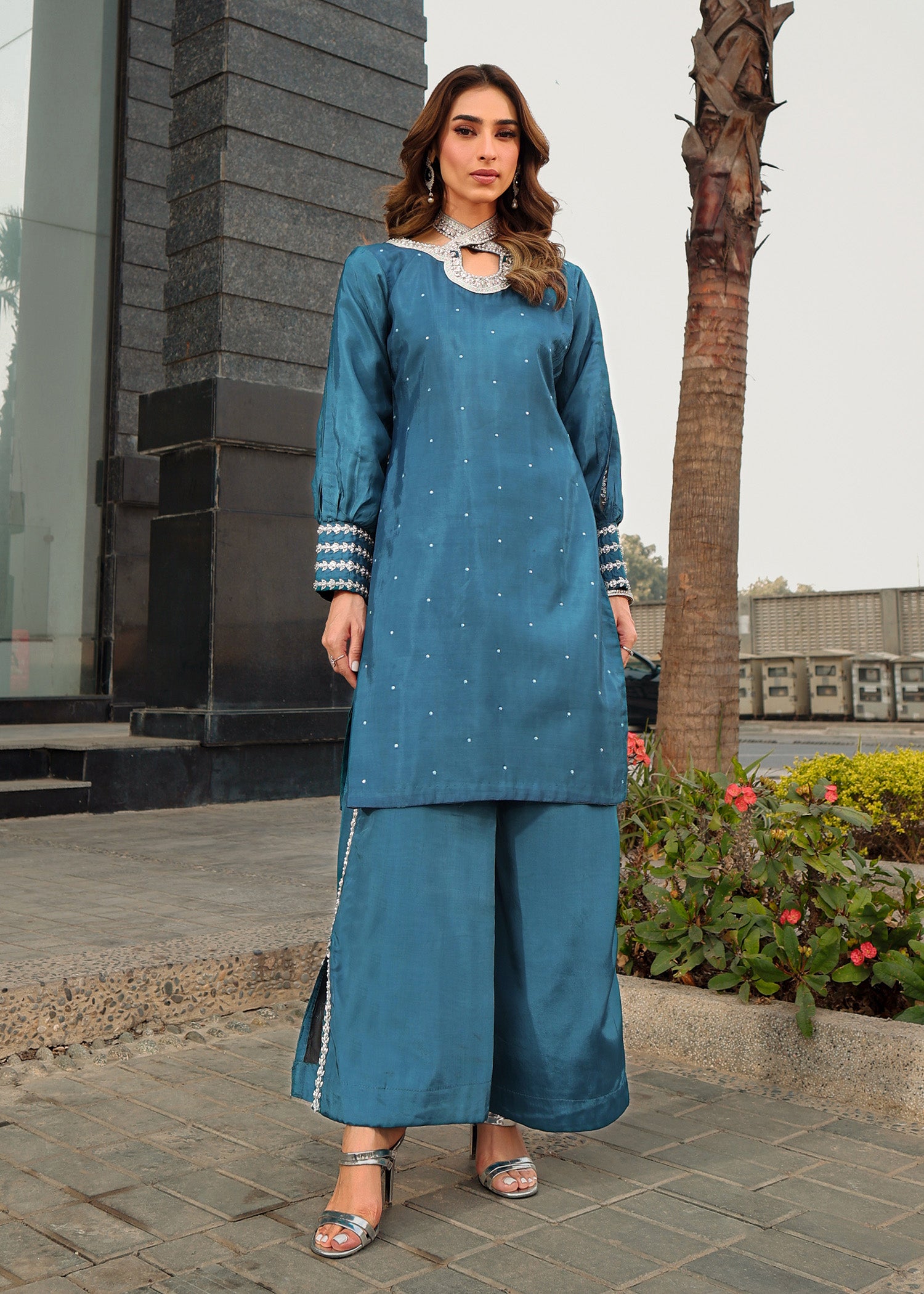 silk Kurta Set in Royal blue