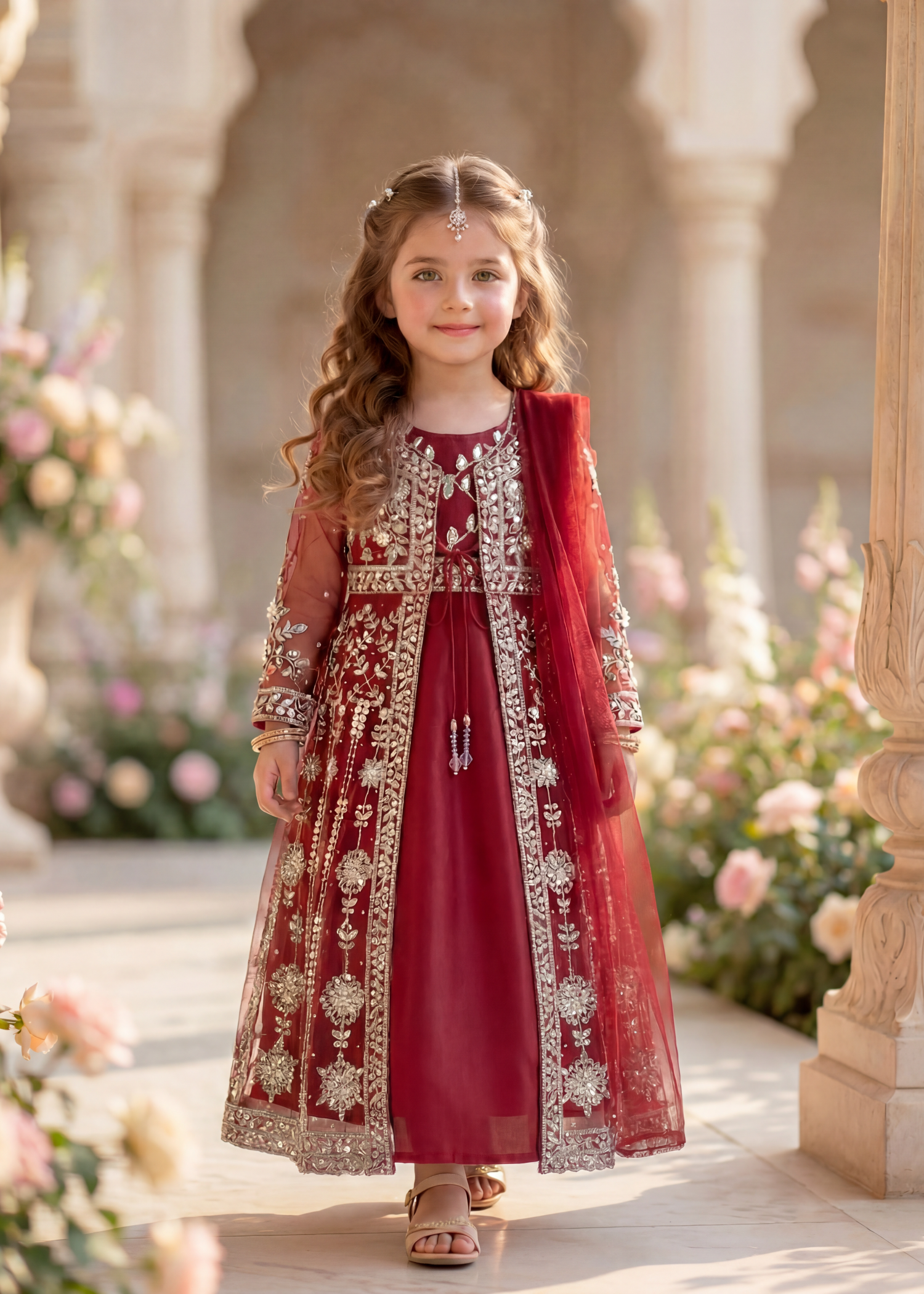 net Gown in Maroon