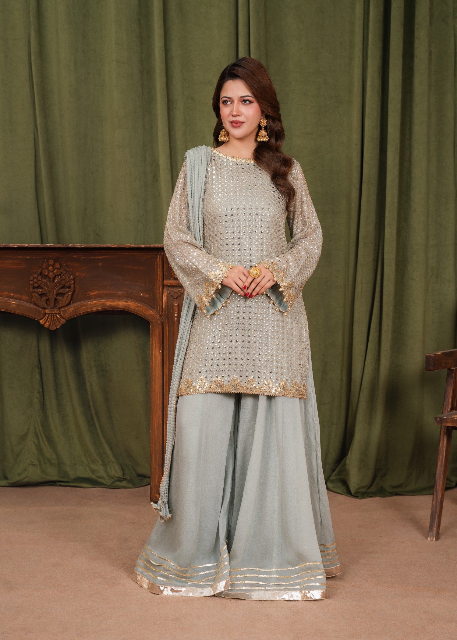 chiffon Sharara in Grey