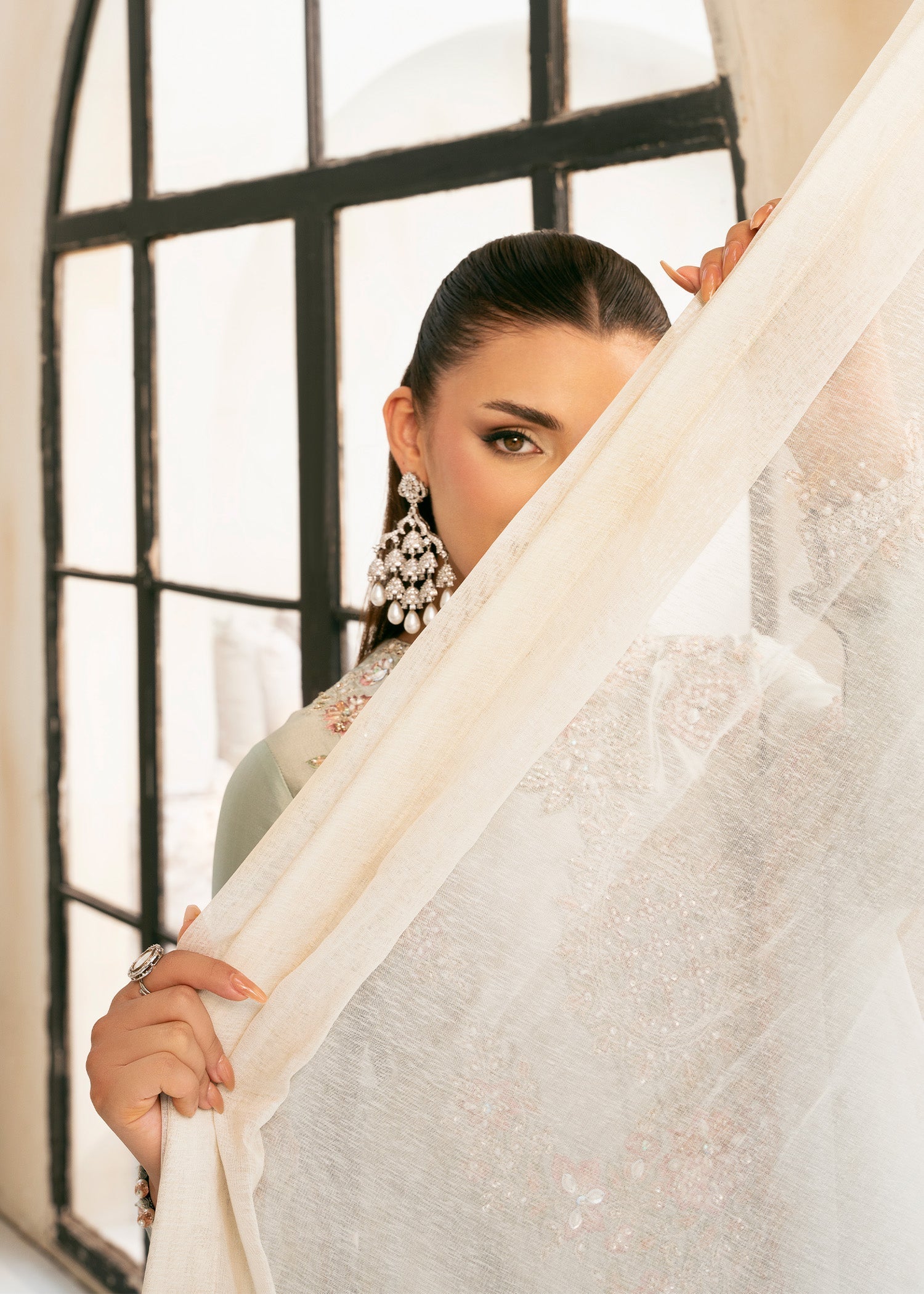 raw silk Sharara in Ice blue