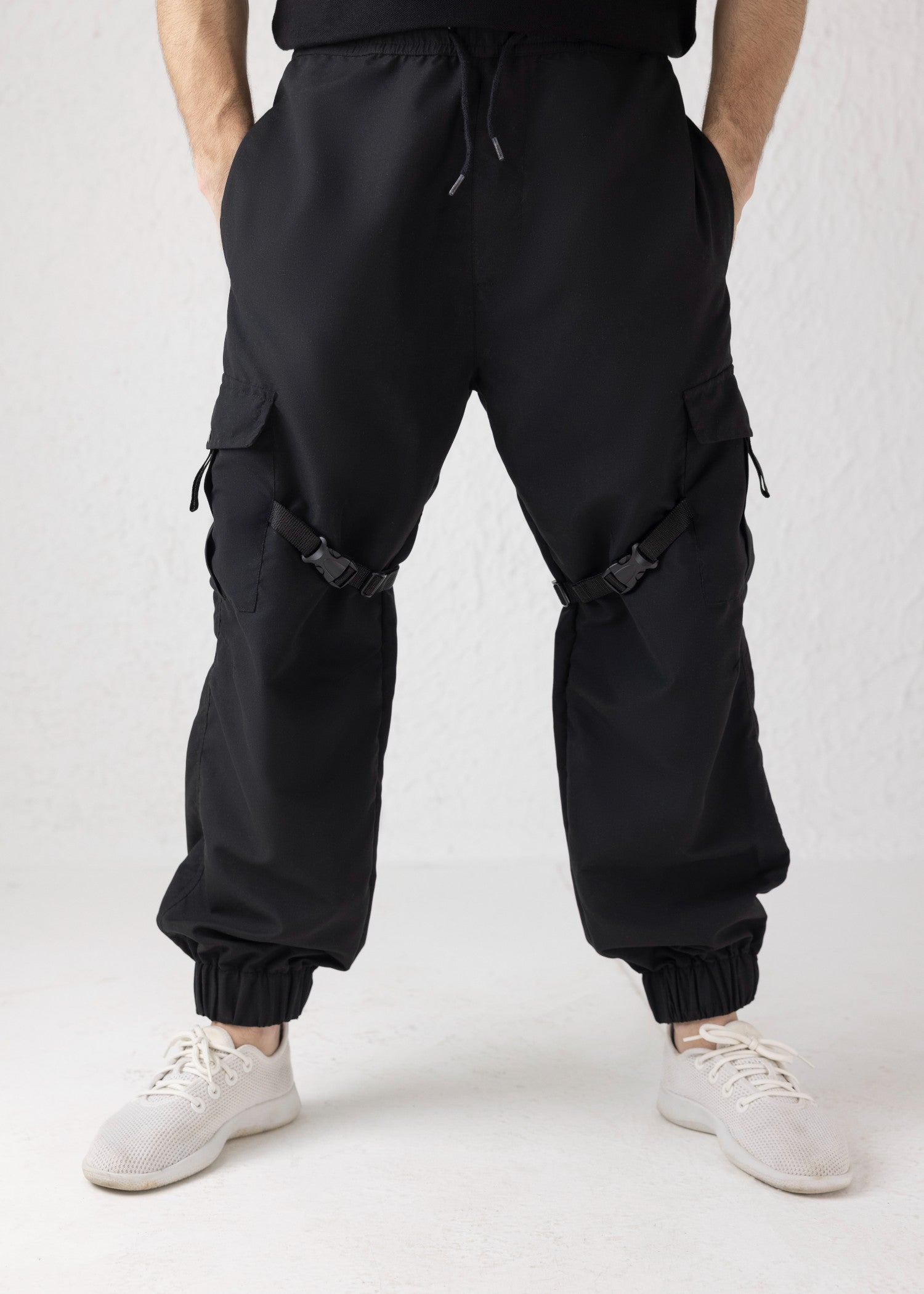 microfiber polyester Trousers in Black