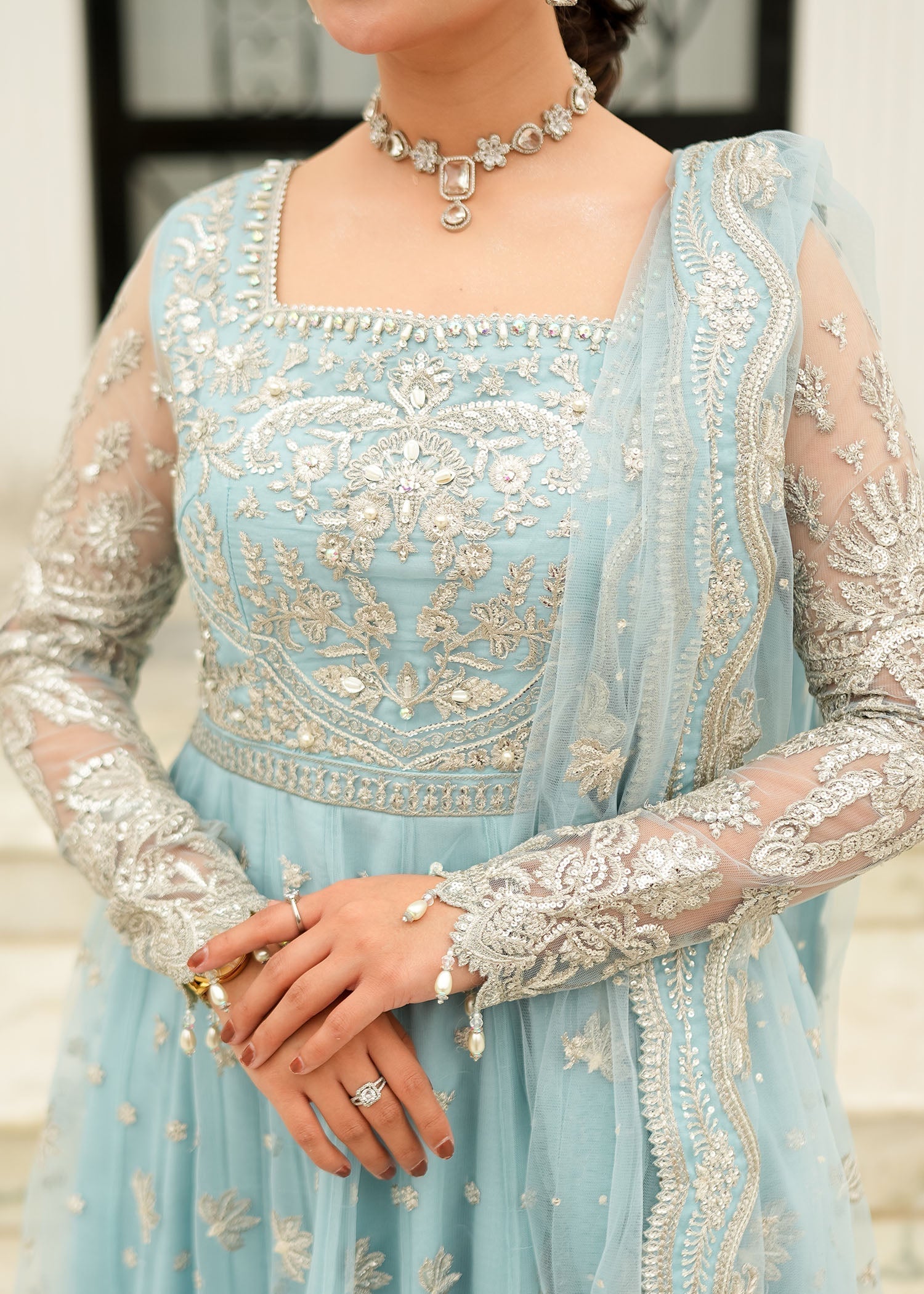 net Pishwas in Ice blue