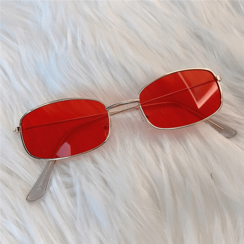 Sunglasses European and American Niche Box Jump Di Sunglasses Color Retro Hong Kong Style Gold