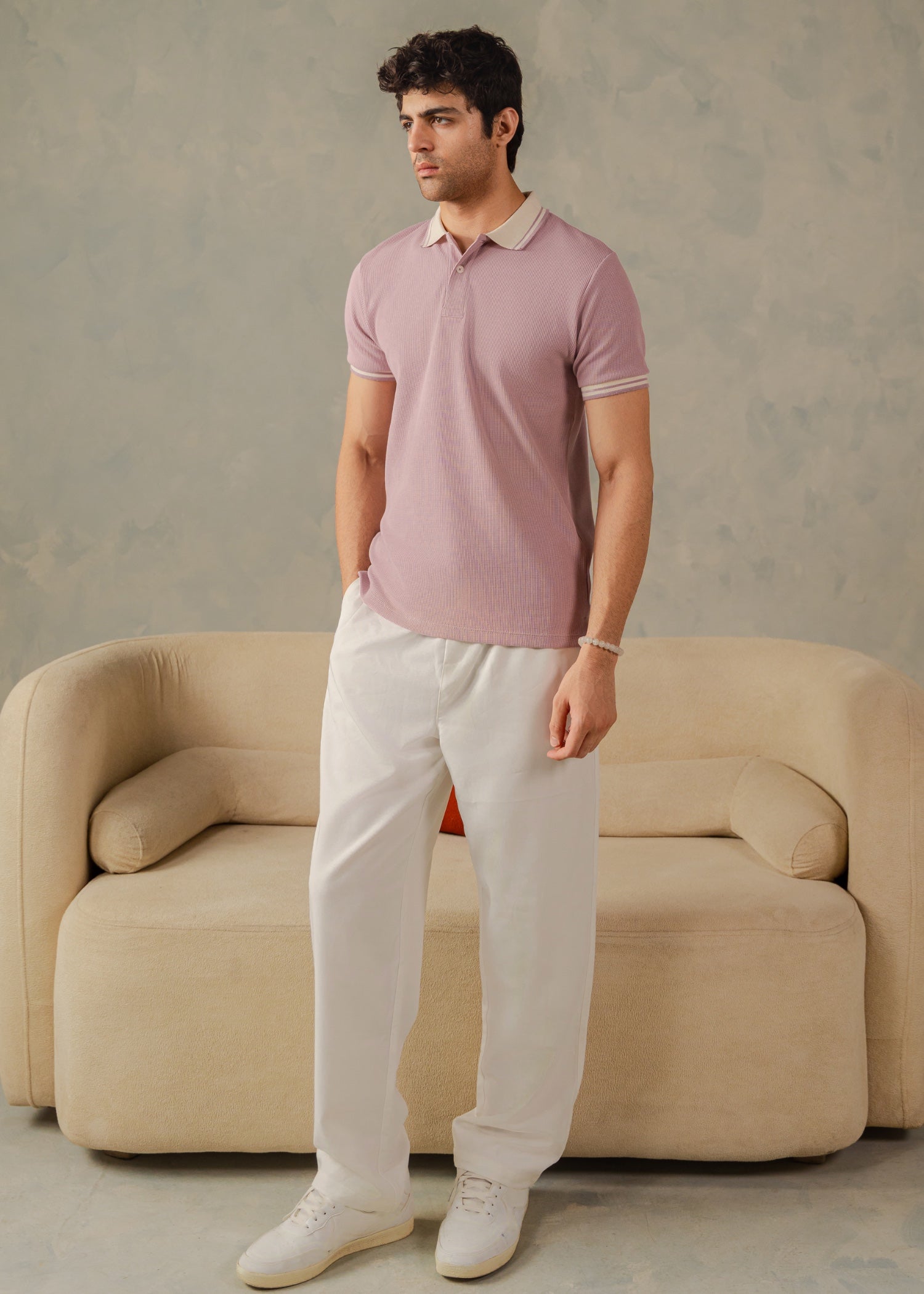 cotton Polo Shirt in Lavender pink