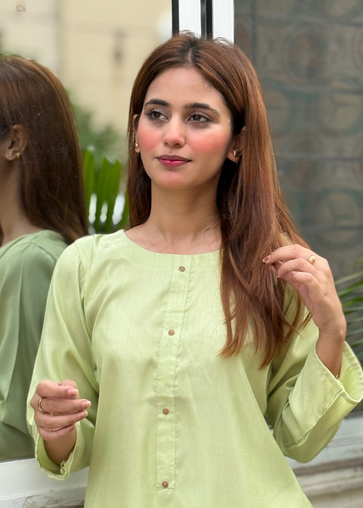 viscose raw silk Co Ord Sets in Pistachio green