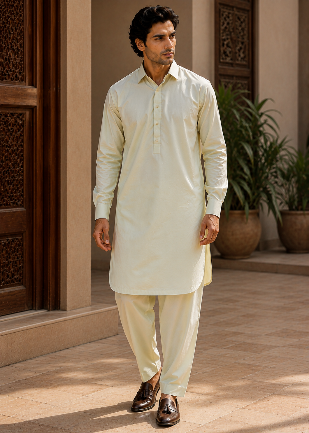 cotton Shalwar Kameez in Pistachio green