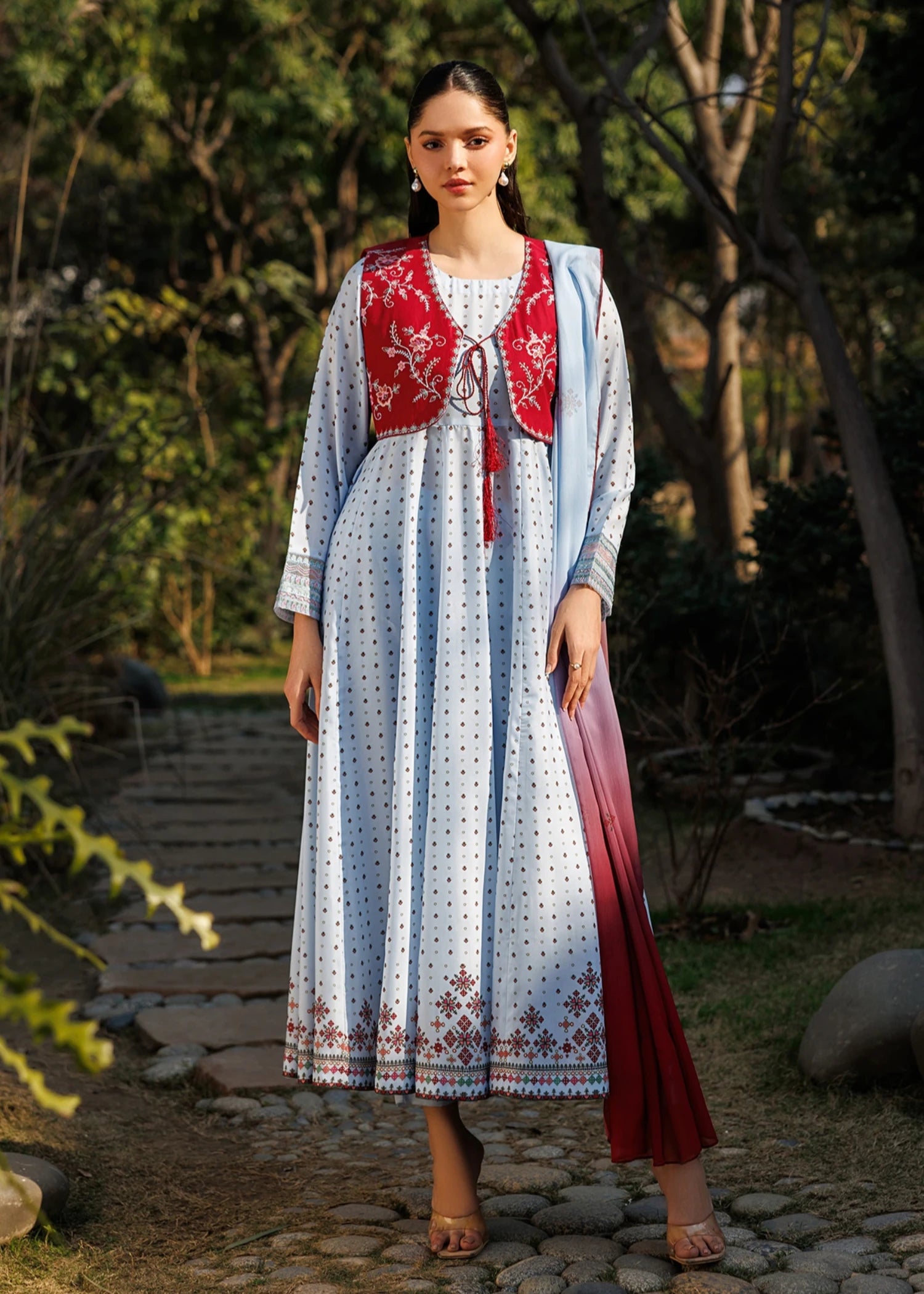 lawn cotton Pishwas in Sky blue