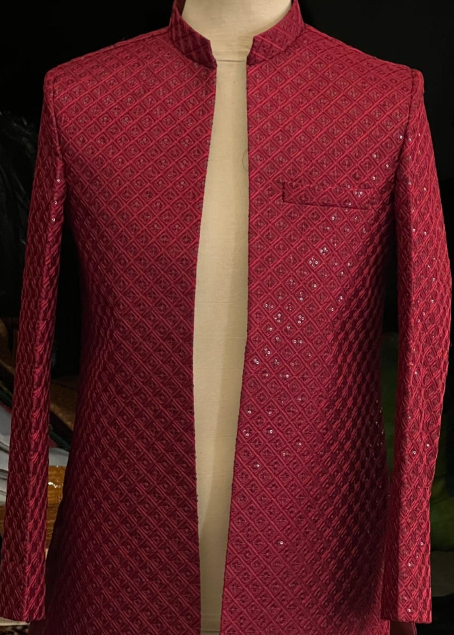 silk Prince Coat in Maroon