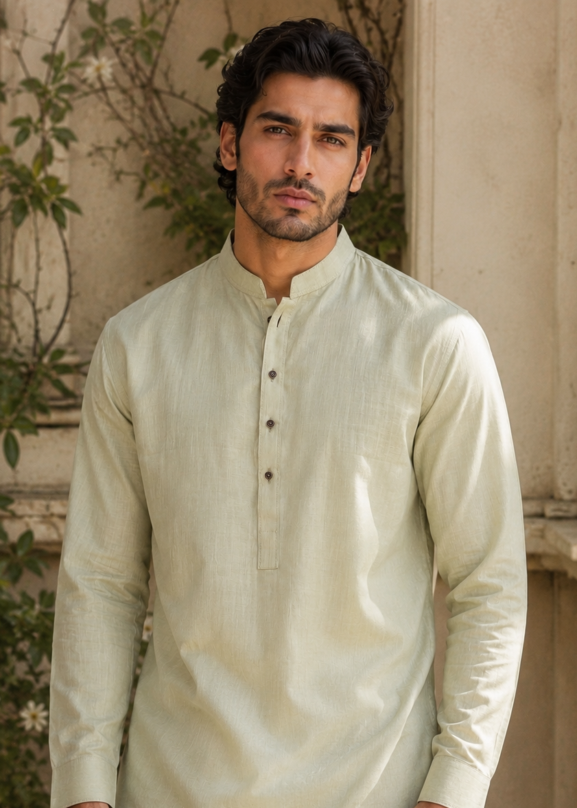 wash & wear Kurta Set in Apple green