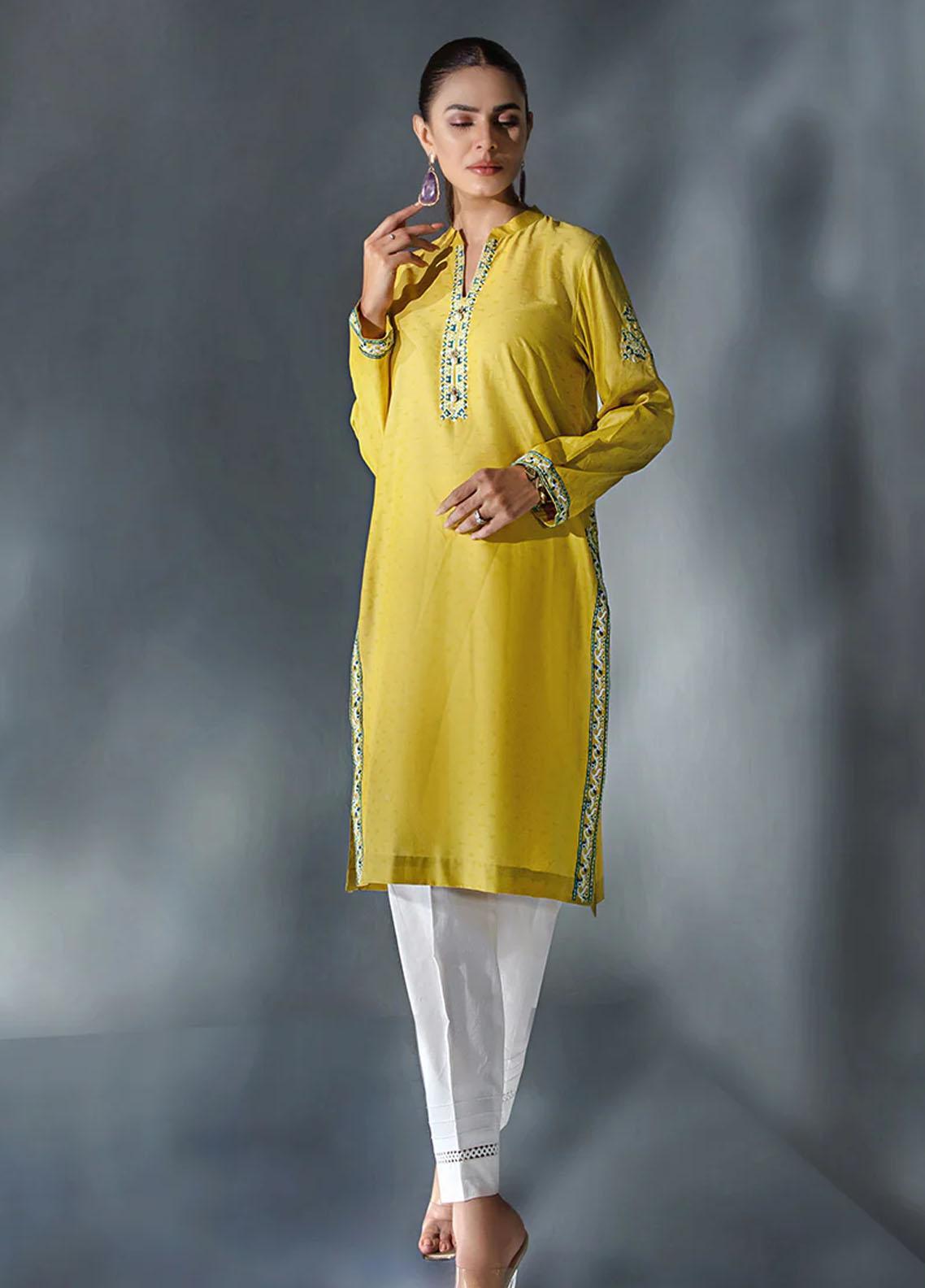 lawn Kurti in Mellow yellow