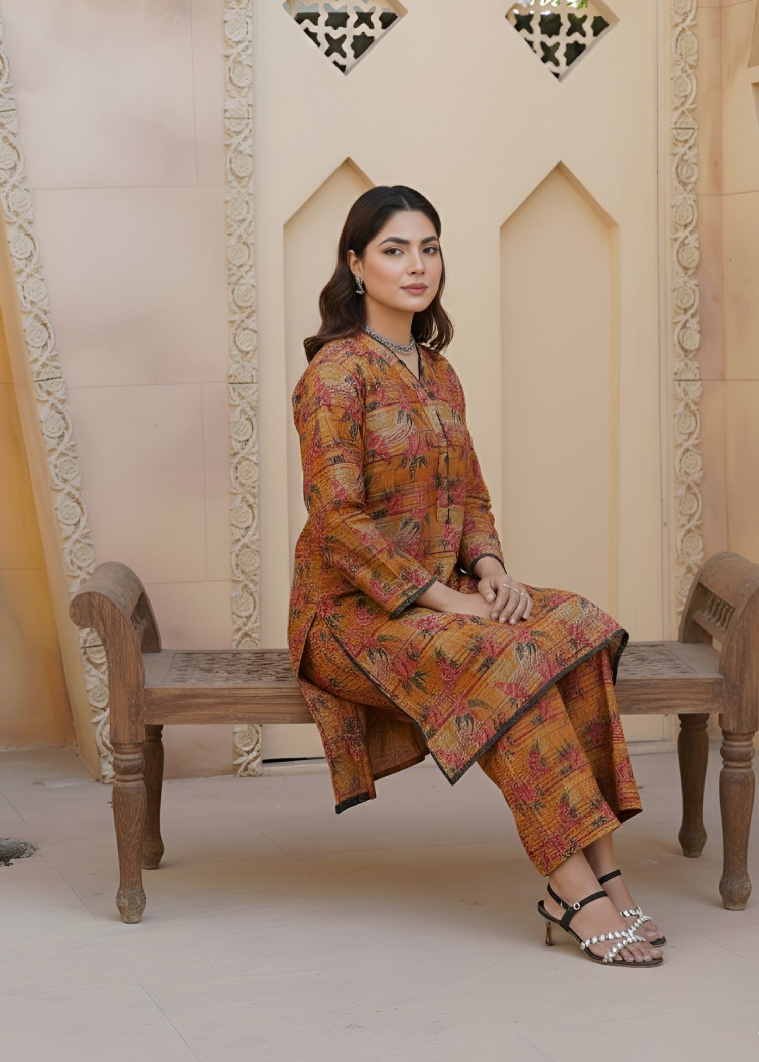 cambric Co Ord Sets in Yellow-orange