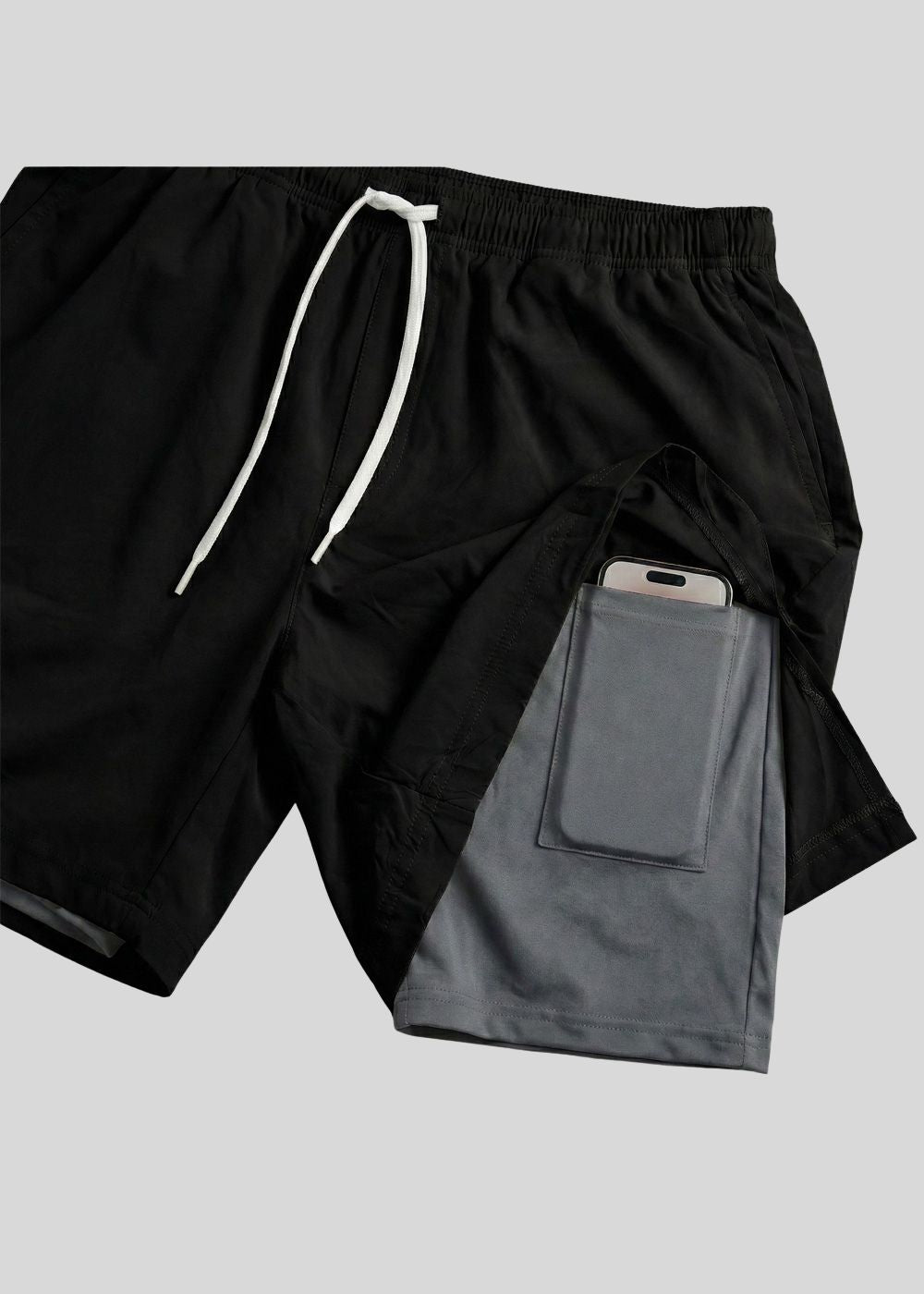 polyester Shorts in Black, grey